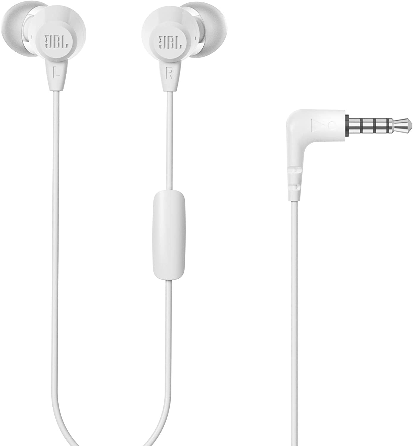 JBL C50HI, Bass Sound, Lightweight and Comfortable, One-Button Universal Remote with Mic, White