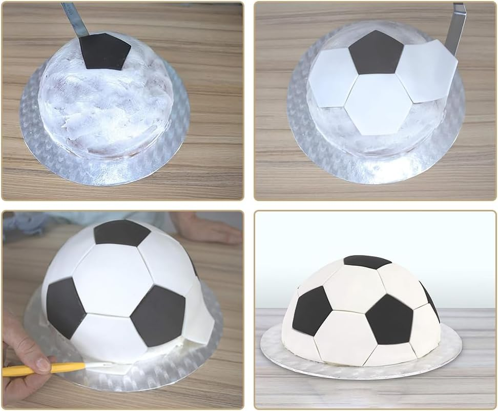 4Pcs Football Pattern Cookie Cutters &ndash; Hexagon Soccer Cake Fondant Cutters for Baking, DIY Sugar Craft Moulds &ndash; World Cup Party, Kids & Decorating Tools, Soccer Cake Molds for Baking and Party DIY image number 2