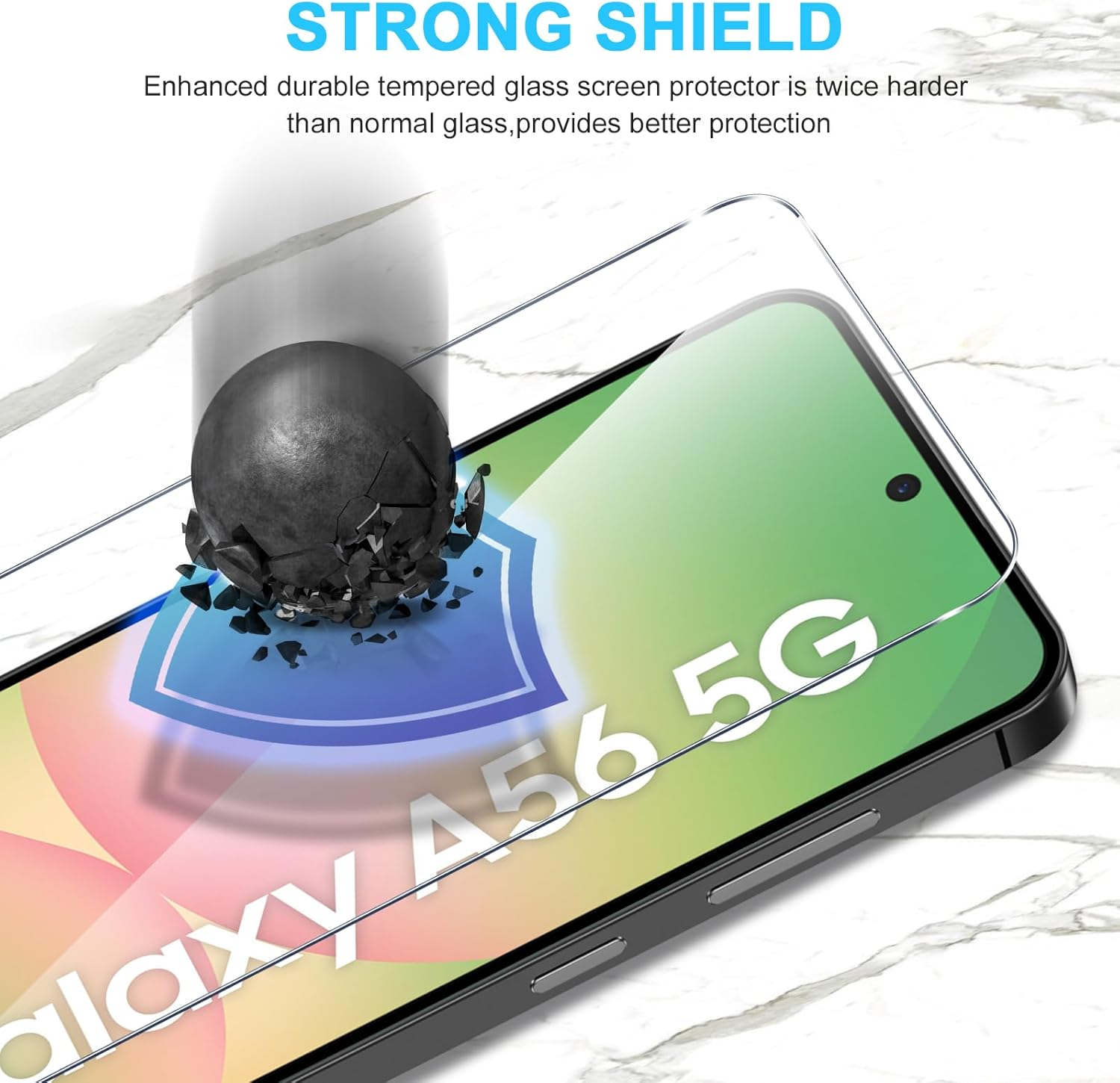 Phoona Pack of 2 Screen Protectors for Samsung Galaxy A56, 9H Hardness Tempered Glass Film, HD Transparent Screen Protector, Scratch-Resistant, Bubble-Free, Clear Screen Protector for Samsung Galaxy image number 1