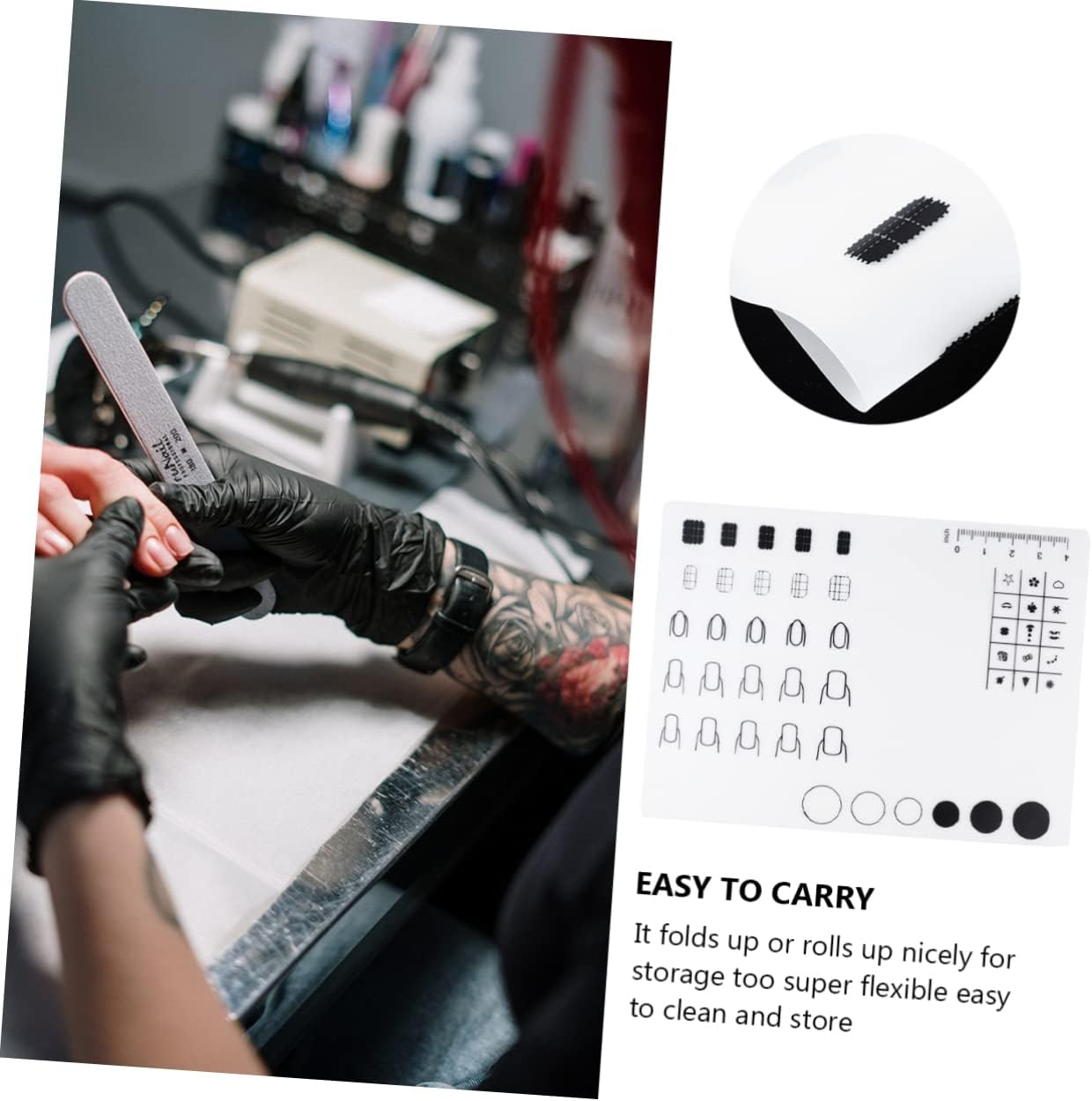 CALLARON Manicure Tools Nail Polish Coloring Pad Nail Art Stamping Mats Silicone Mat image number 2