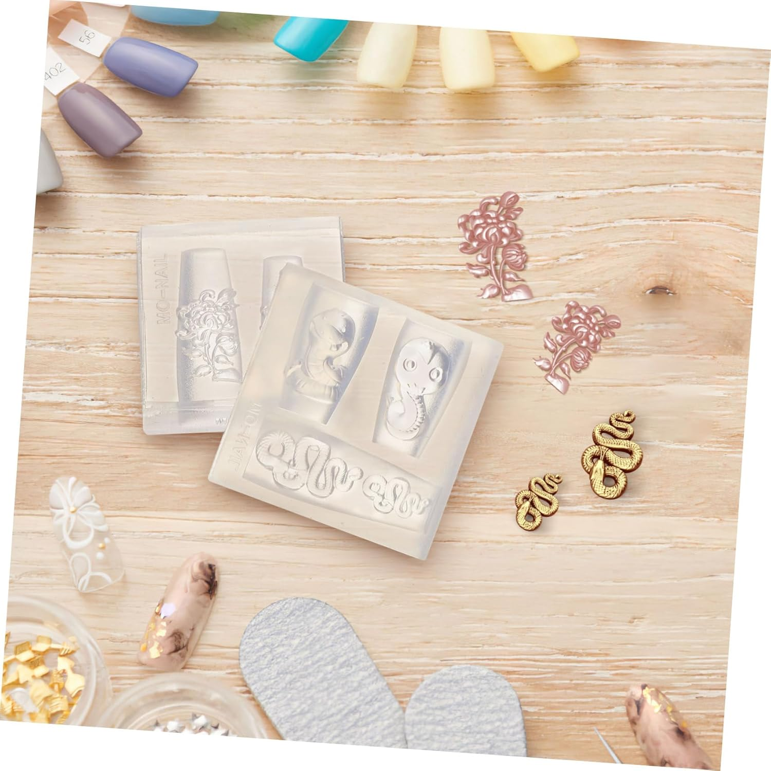 BIUDECO 2 Pcs Silicone Nail Decor Mold for Manicure Embossed Design Template for DIY Nail Decoration Versatile Unique Chinese Style Patterns image number 2