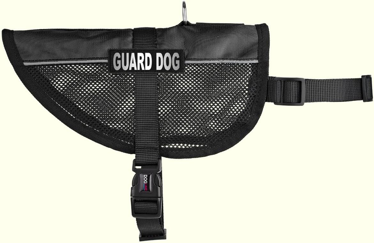 Dogline 22"-29" Maxaire Multipurpose Mesh Vest for Dogs & 2 Removable Guard Dog Patches, Large, Black image number 1