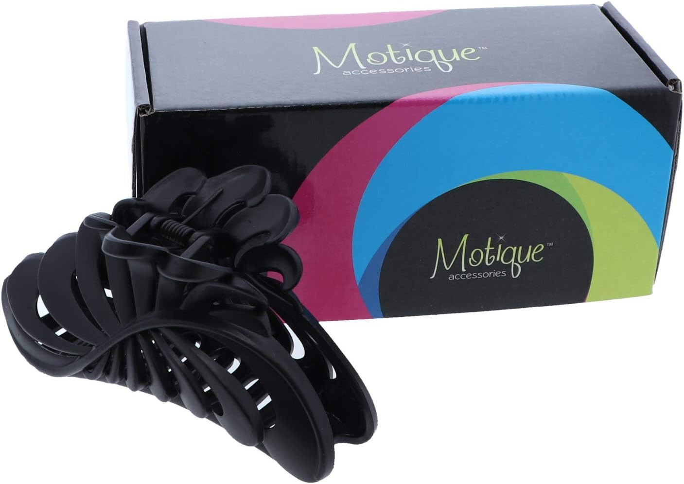 Matte Black 5 Inch Large Jaw Clip Hair Claw with Leaf Design (Motique Accessories) image number 4