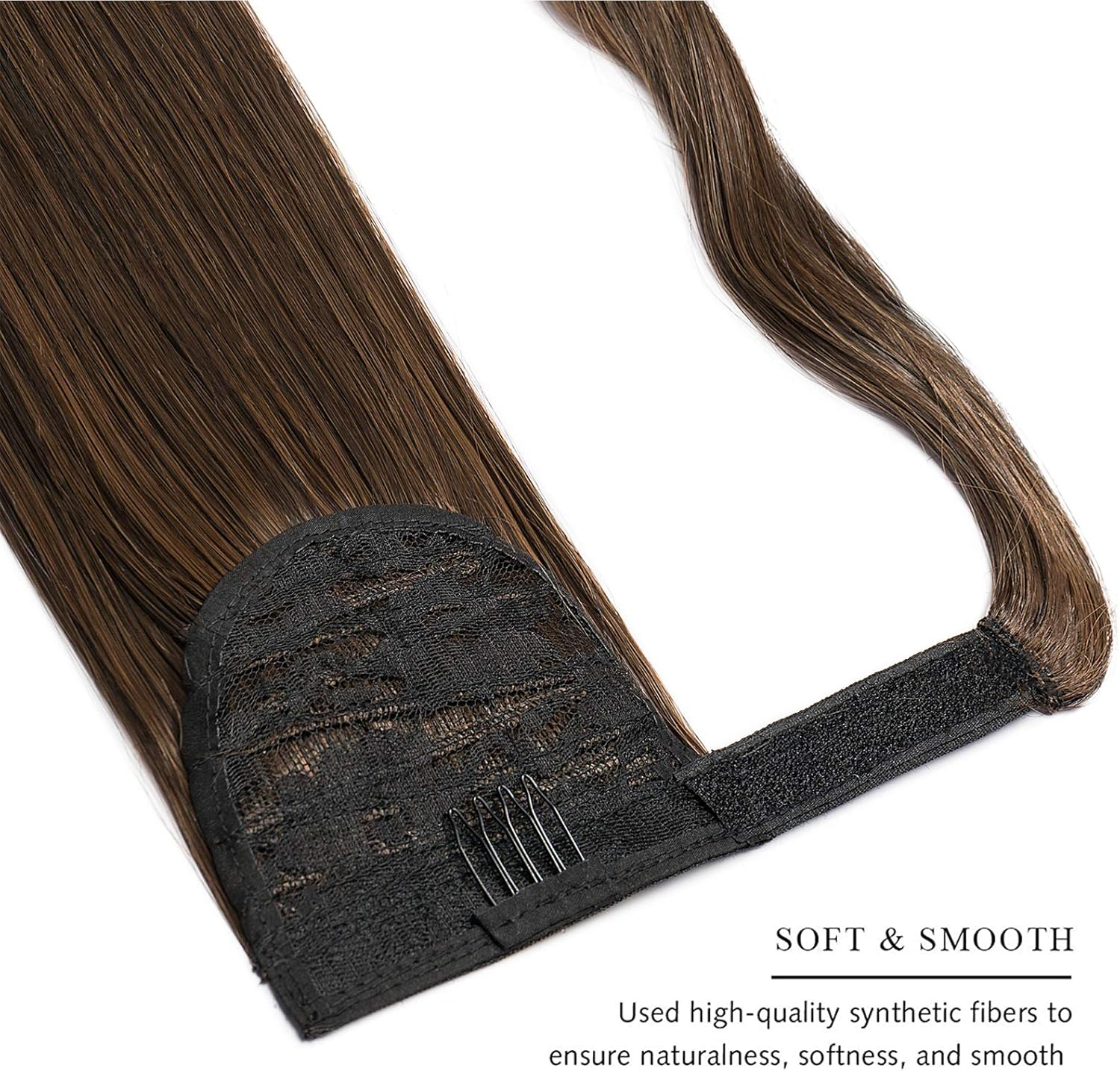 Cybelleza Clip-In Ponytail Extensions, Ponytail Hairpiece, Hair Extension, Braid Extension, 55 Cm, 100 G, Straight, Straight Hair Thickening for Women (Dark Brown & Light Brown) image number 3