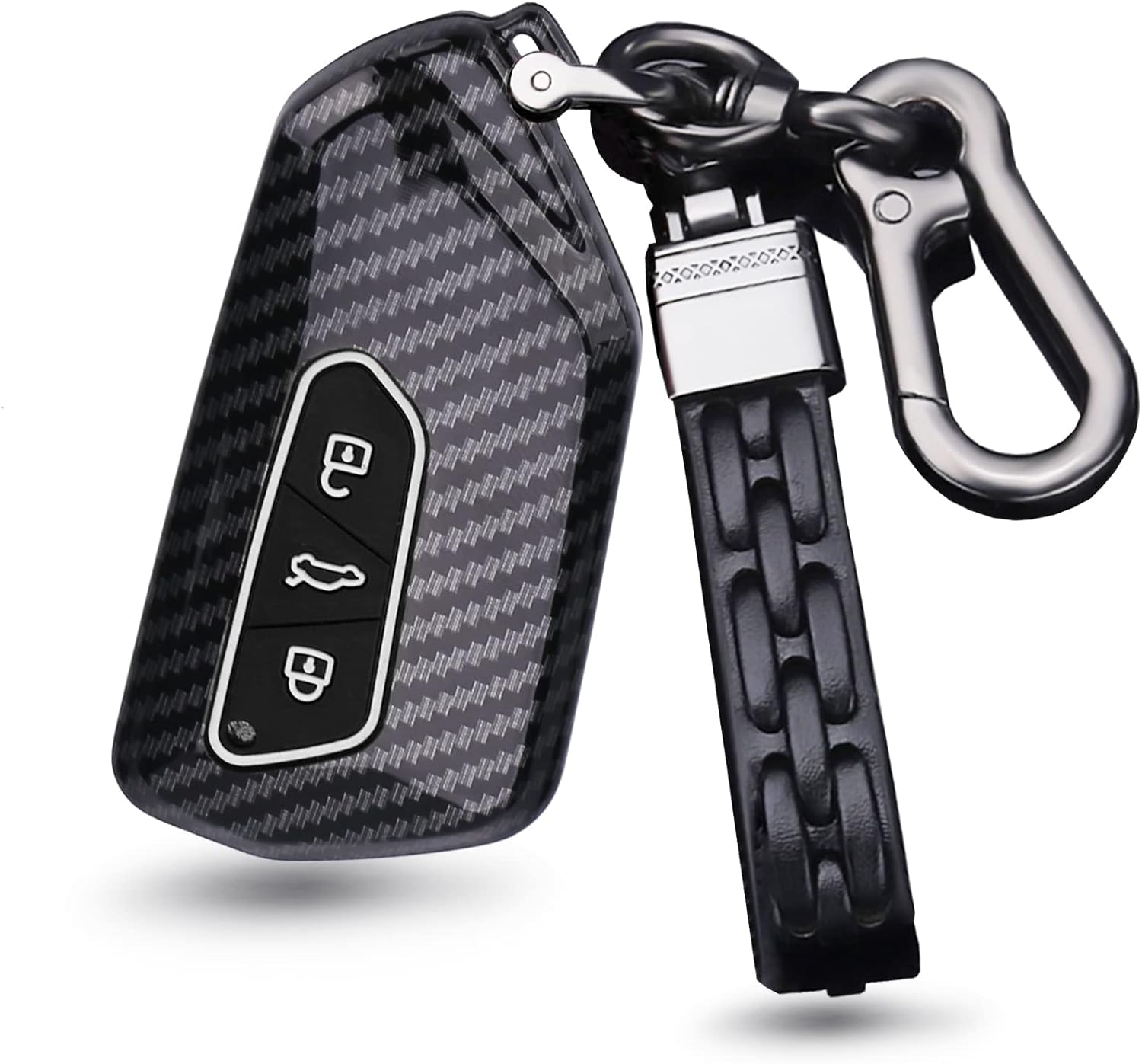 Plastic Car Key Fob Cover Fit for VW ID.3 ID.4 Golf 8 Seat Leon MK4 Tarraco Ateca Skoda Octavia Enyaq 2020-2021 Keyring Accessories Remote Key Case Key Holder Keychain Carbon Black