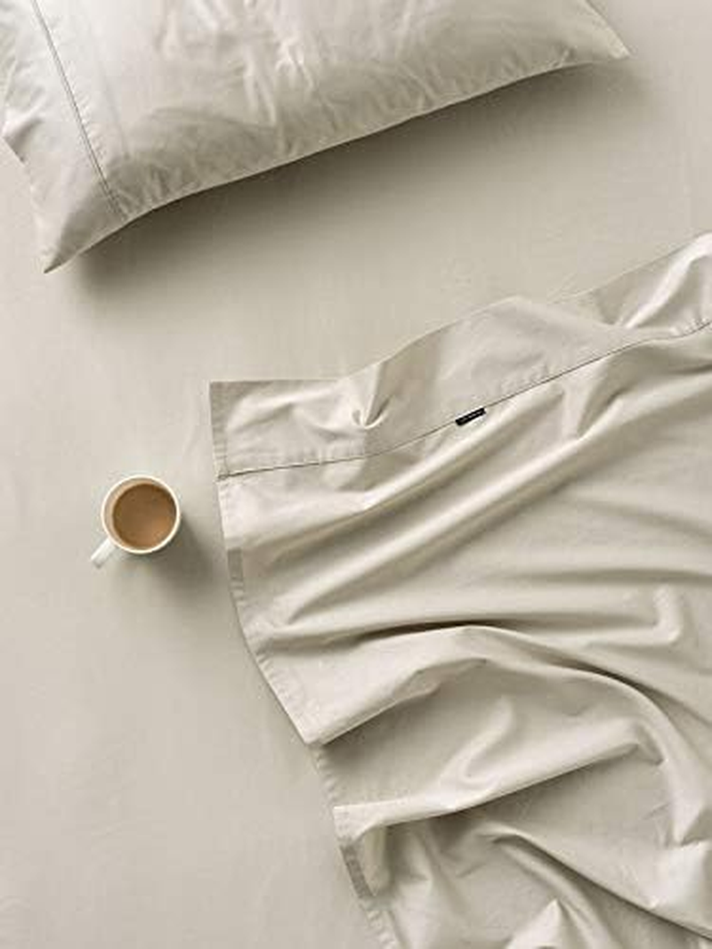 Linen House 500TC Cotton Sateen Sheet Set, Queen, Taupe - Green Gum image number 3