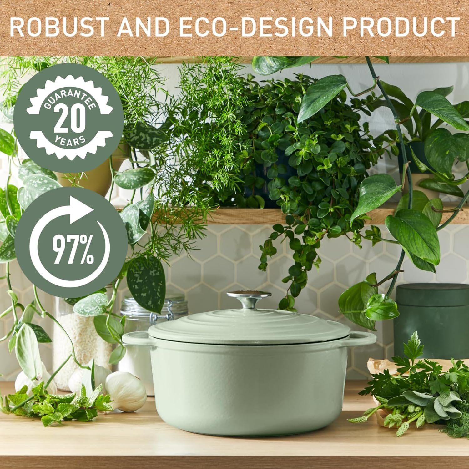 Tefal LOV Induction Cast Iron Green Lichen Shallowpot 28Cm/3.8L + Lid, E25872 image number 2