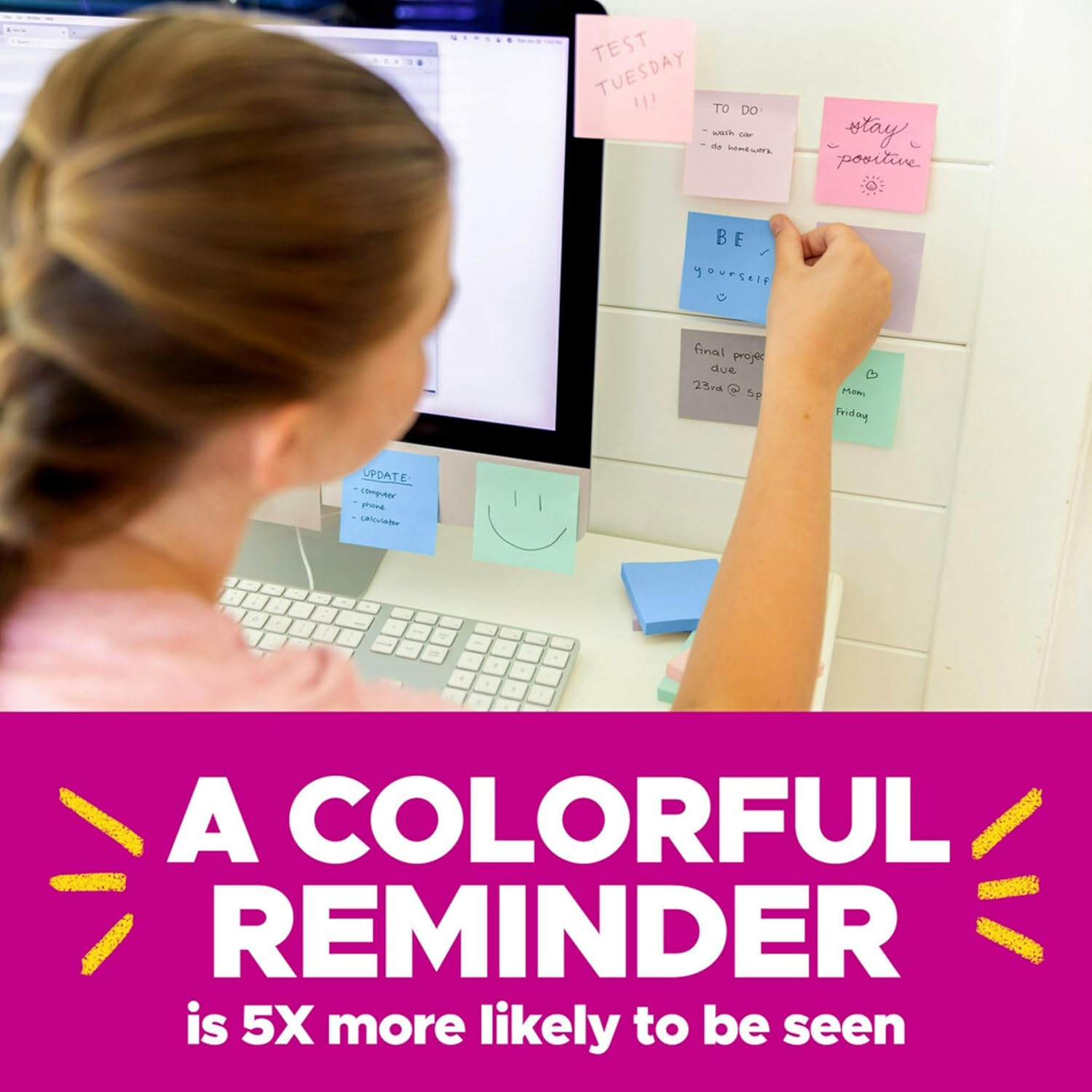 Post-It 100% Recycled Paper Super Sticky Notes, 2X the Sticking Power, 3X3 In, 24 Pads, 70 Sheets/Pad, Oasis Collection (654R-24SST-CP)