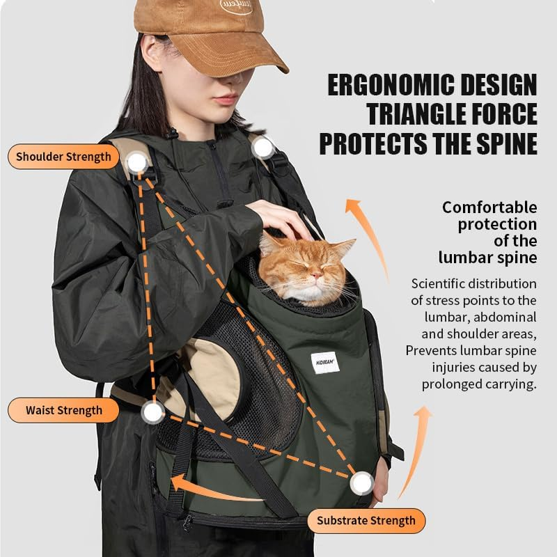 LIFEBEA Pet Front Carrier Cat Bag Blackout Breathable Chest Travel Bag Warm and Portable Dog Front Carry Pouch Tote Bag Backpack (Buckwheat Gray) - Milk Brown image number 7