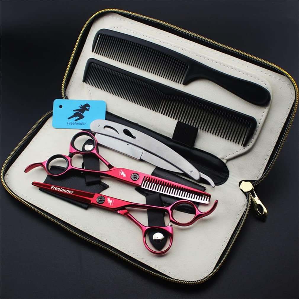6.0 Inch Professional Hairdressing Scissors Set Flat Scissors Thinning Scissors Send Comb Scraper for Hairdressing Salon Home Scissors Set image number 5