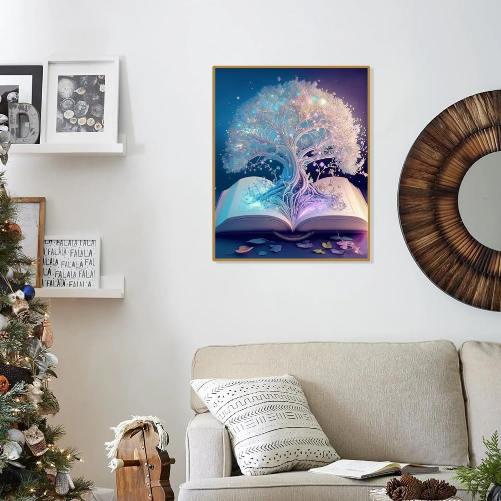 AFUNTA 2 Pieces Diamond Art Painting Kit for Adults, 5D Tree of Life Diamond Art Kit Flowers Crystal Diamond Art Paintings for Home Wall Decoration (15.6 X 19.6 Inch, 19.6 X 12.1 Inch) image number 1