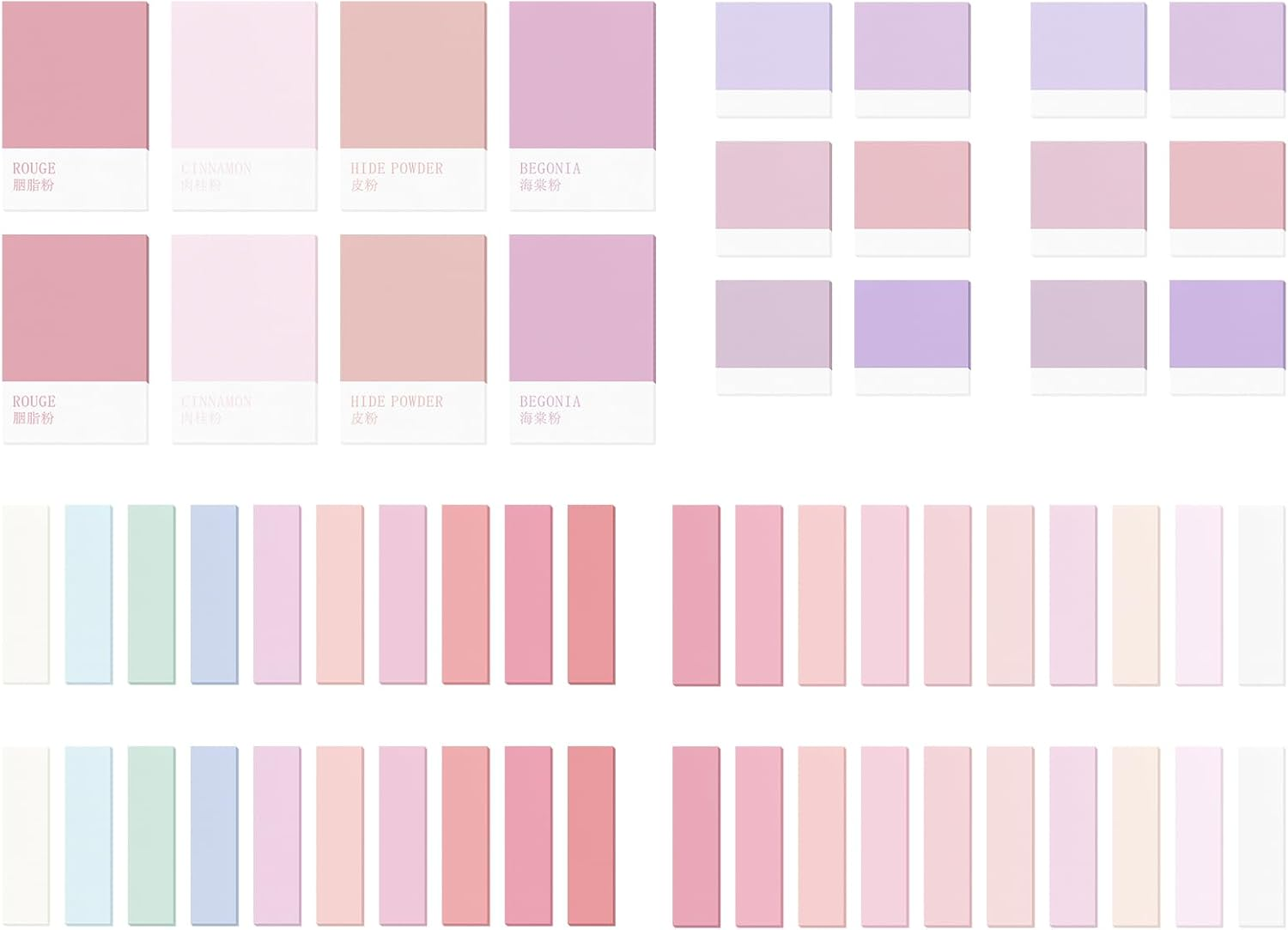 BAYTORY 1200 Pcs Sticky Tabs, Pastel Paper Sticky Notes, Index Tabs Memo Stickers Page Markers Book Tabs, Multicolor Writable Tabs for Annotating Books, Office & School Study Supplies (Pink)