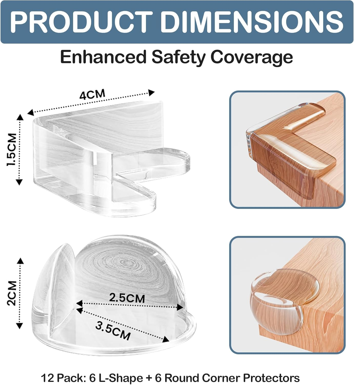 Corner Protectors - 20 Pack Baby Proofing Table Protector | Silicone Bumpers | Pre-Taped | Clear Kids Bumper | Safety Edge Proof | Cover for Sharp Table Corners | Child Protection | Plastic Guards image number 3