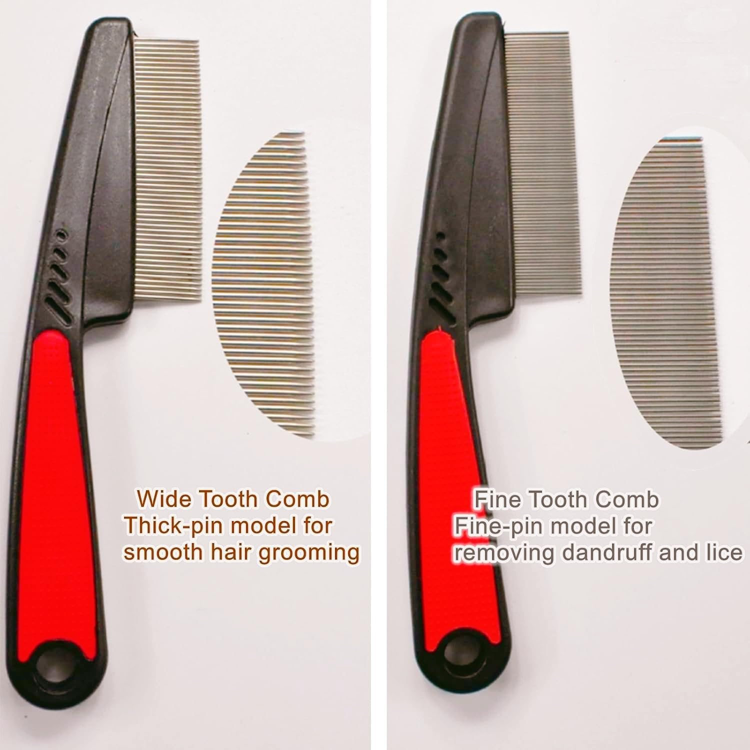 Dandruff Comb, Stainless Steel Fine Tooth Scalp Psoriasis & Lice Remover Comb, Detoxing Hairbrush for Scalp Massage - for Women, Men, and Kids image number 6