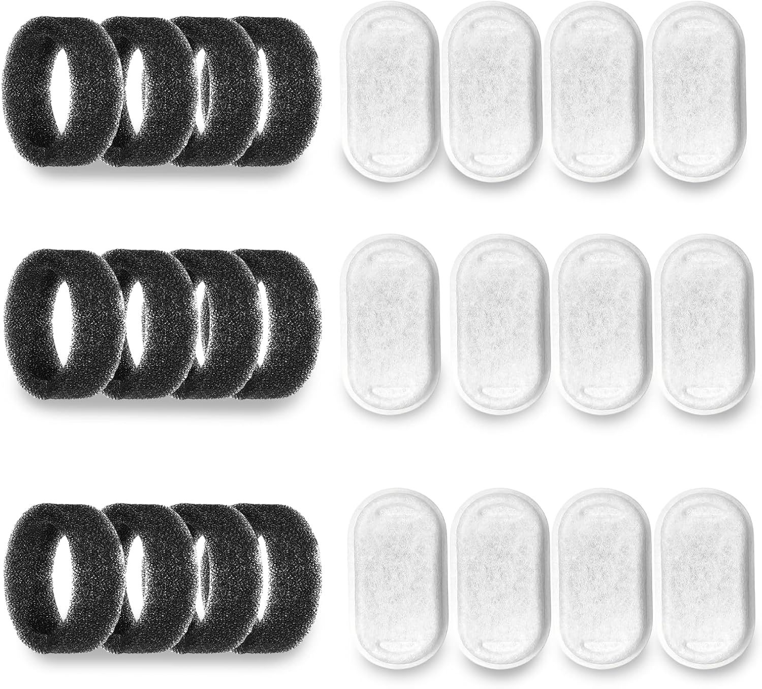 Treayes 24 Pcs Replacement Filters for Cat Drinking Fountain and Pet Water Fountain, Cat Fountain Filter,12 Carbon & 12 Foam Filters for 67Oz/2L/3.2L Stainless Steel Water Fountain image number 5