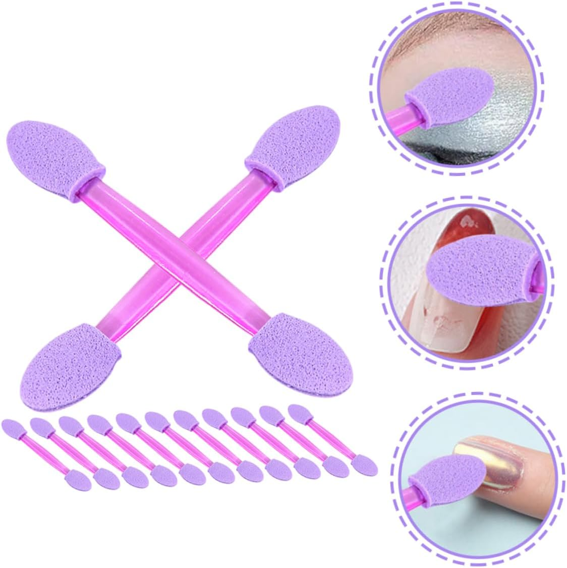 WOONEKY 50Pcs Manicure Sponge Brush Gradient Nail Art Tools Double-Ended Nail Powder Applicator image number 5