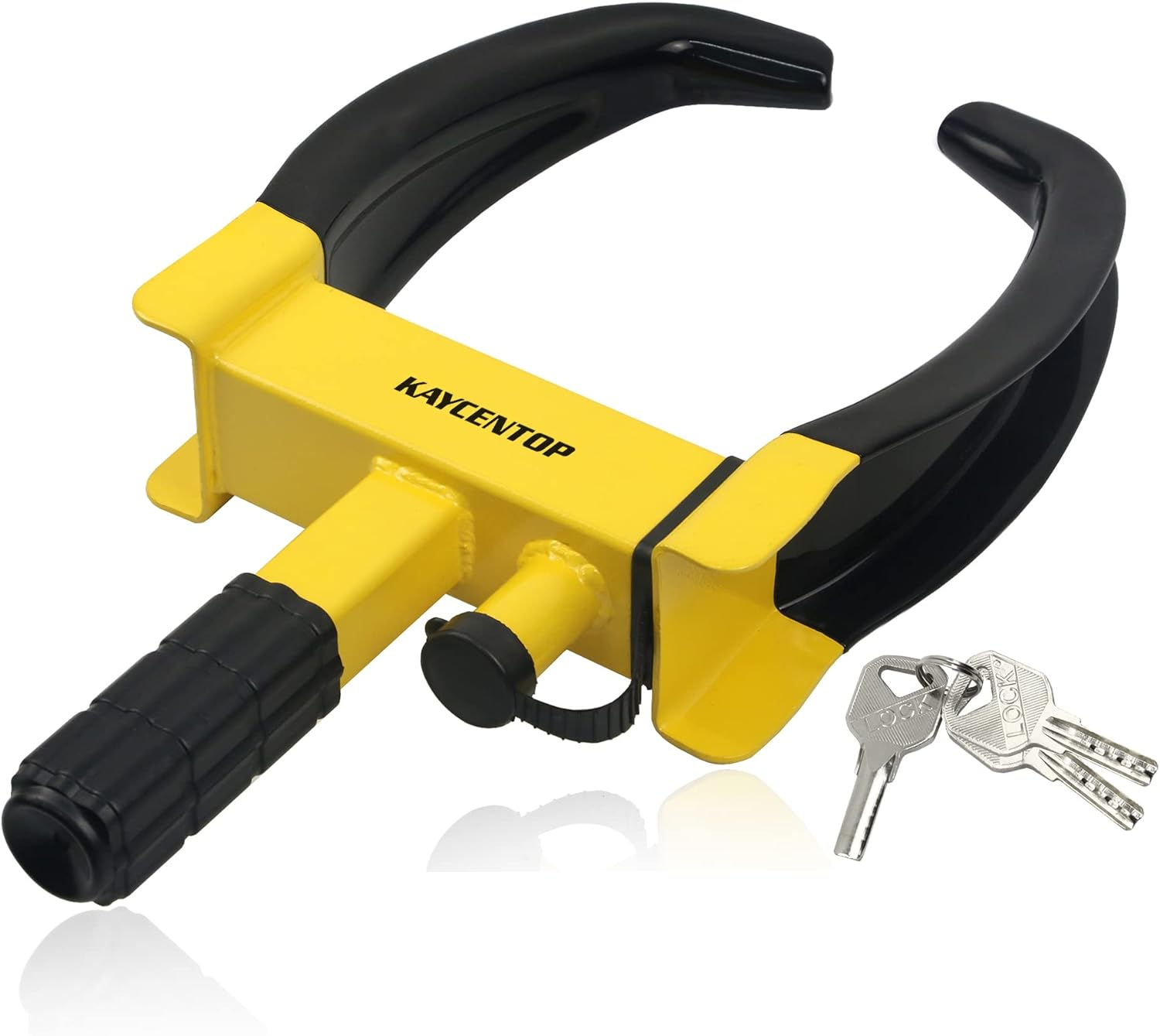 Wheel Clamp Lock Universal Security Tire Lock anti Theft Lock Max 10" Tire Width and 7" Reach for Trailers SUV Boats Atv'S Motorcycles Golf Cart Bright Yellow/Black 2 Keys image number 3