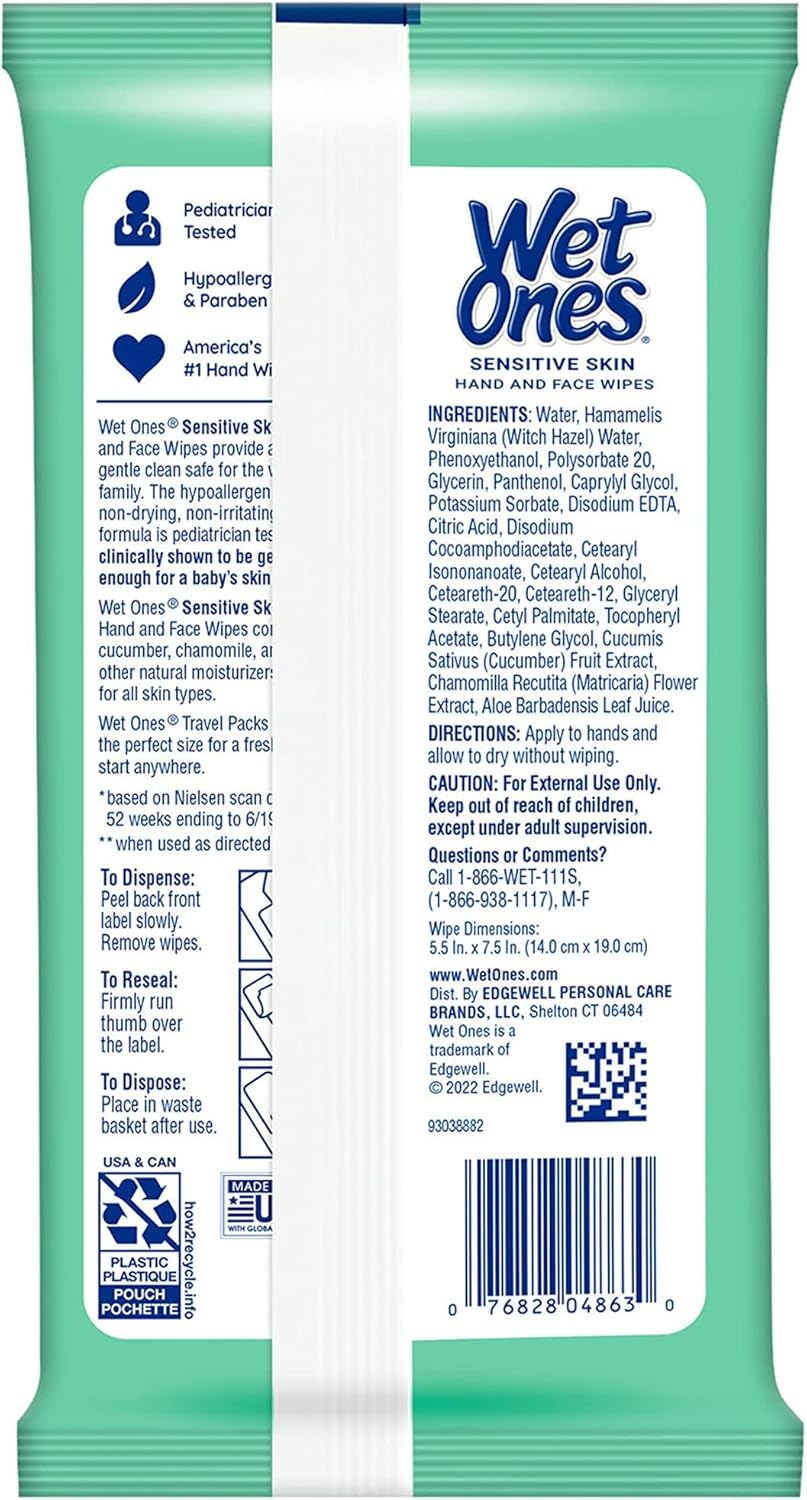 Wet Ones Hand Wipes for Sensitive Skin, 20 Count (Pack of 30) image number 4