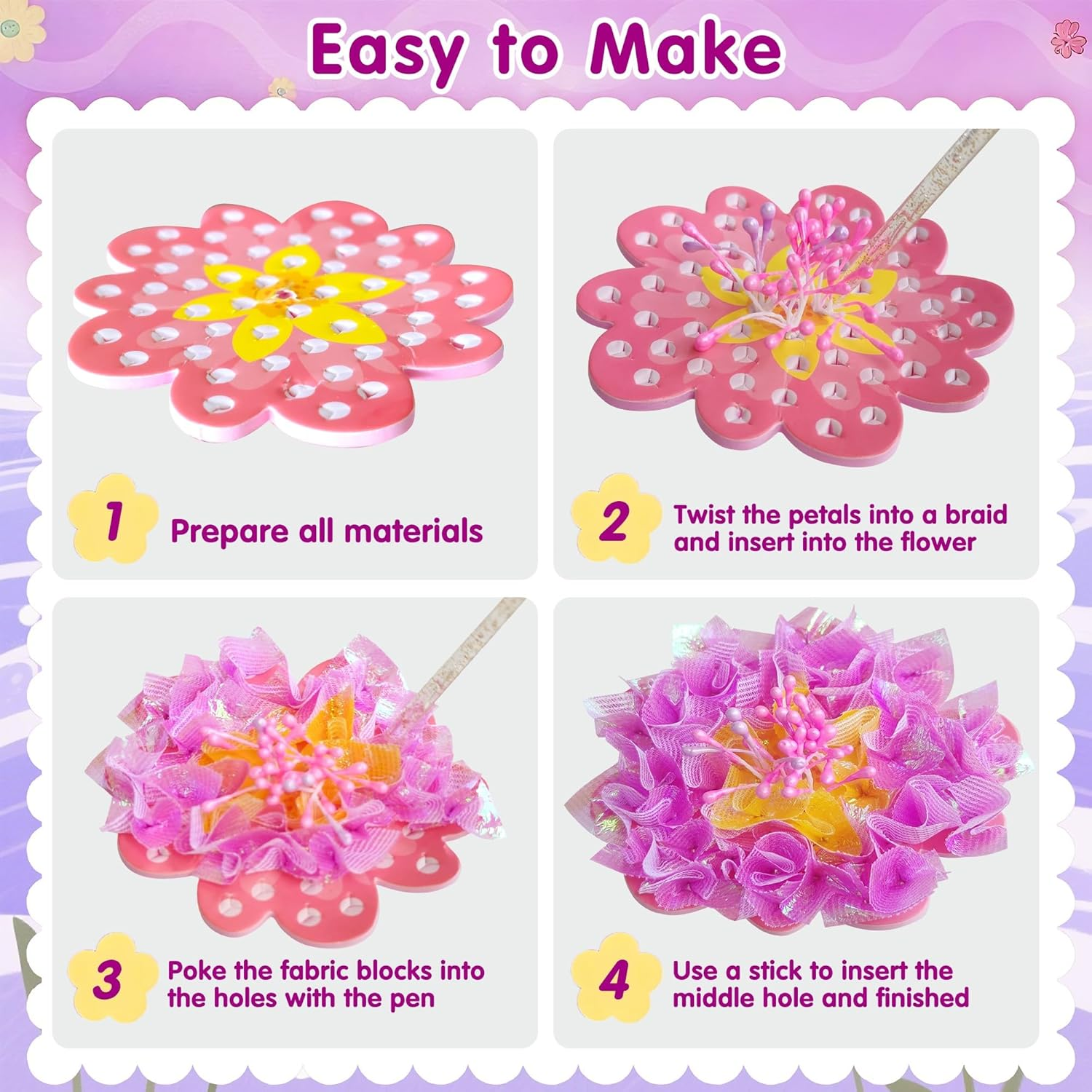Poke in Art Flower - Poke in Art Craft Kits for Kids,Diy Poke in Flower Bouquet, Mess-Free Arts & Crafts Kits with 10 Flowers & 2 Butterflies, Creative Activity Birthday Gift Toys for Girls Ages 4-12, Party & Home D&eacute;cor image number 1