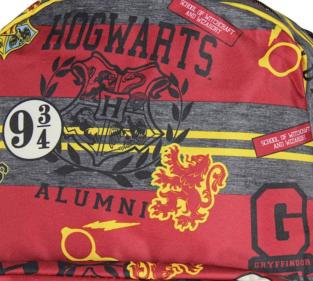 Harry Potter Hogwarts School of Witchcraft and Wizardry Alumni Patch Gryffindor Allover Print Backpack Book Bag