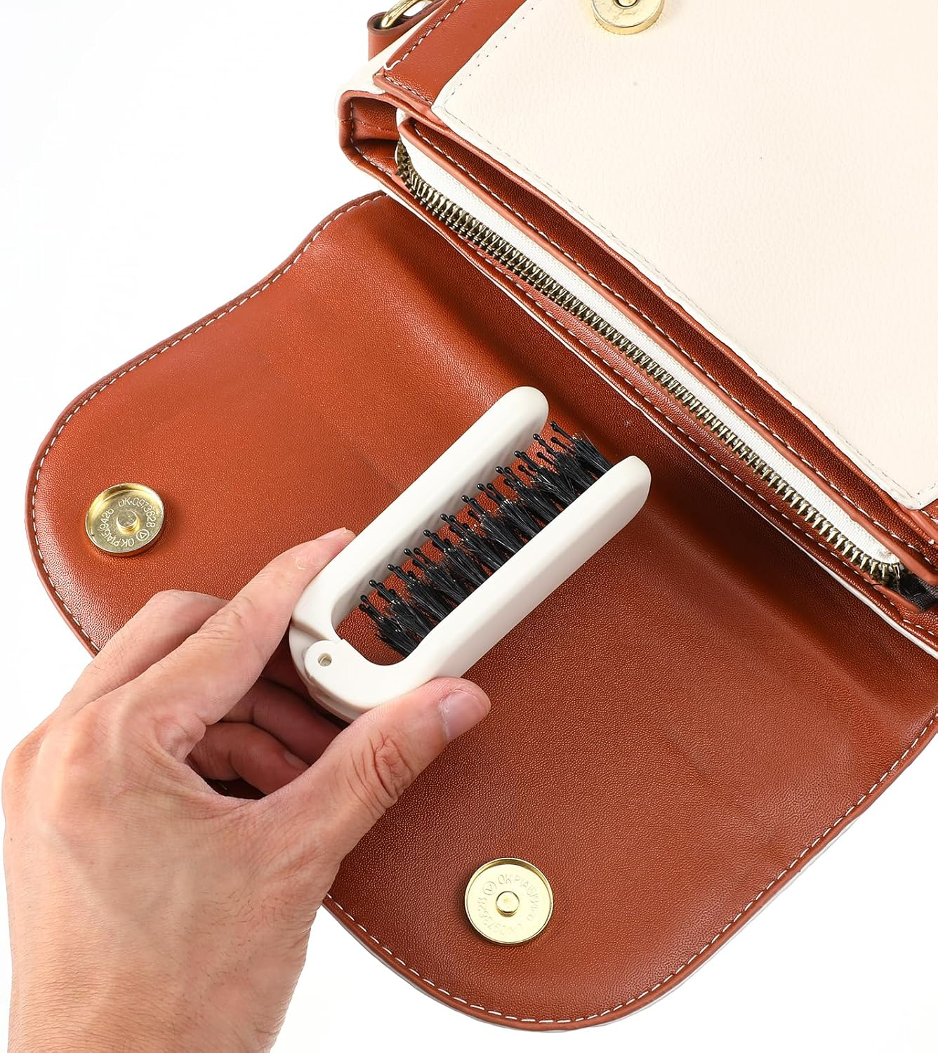 Foldable Hair Brush, Mini Portable Pocket Travel Brush with Boar Bristles for Thin, Thick, Curly, Wet and Dry Hair, Compact Size, Holiday Friendly image number 4