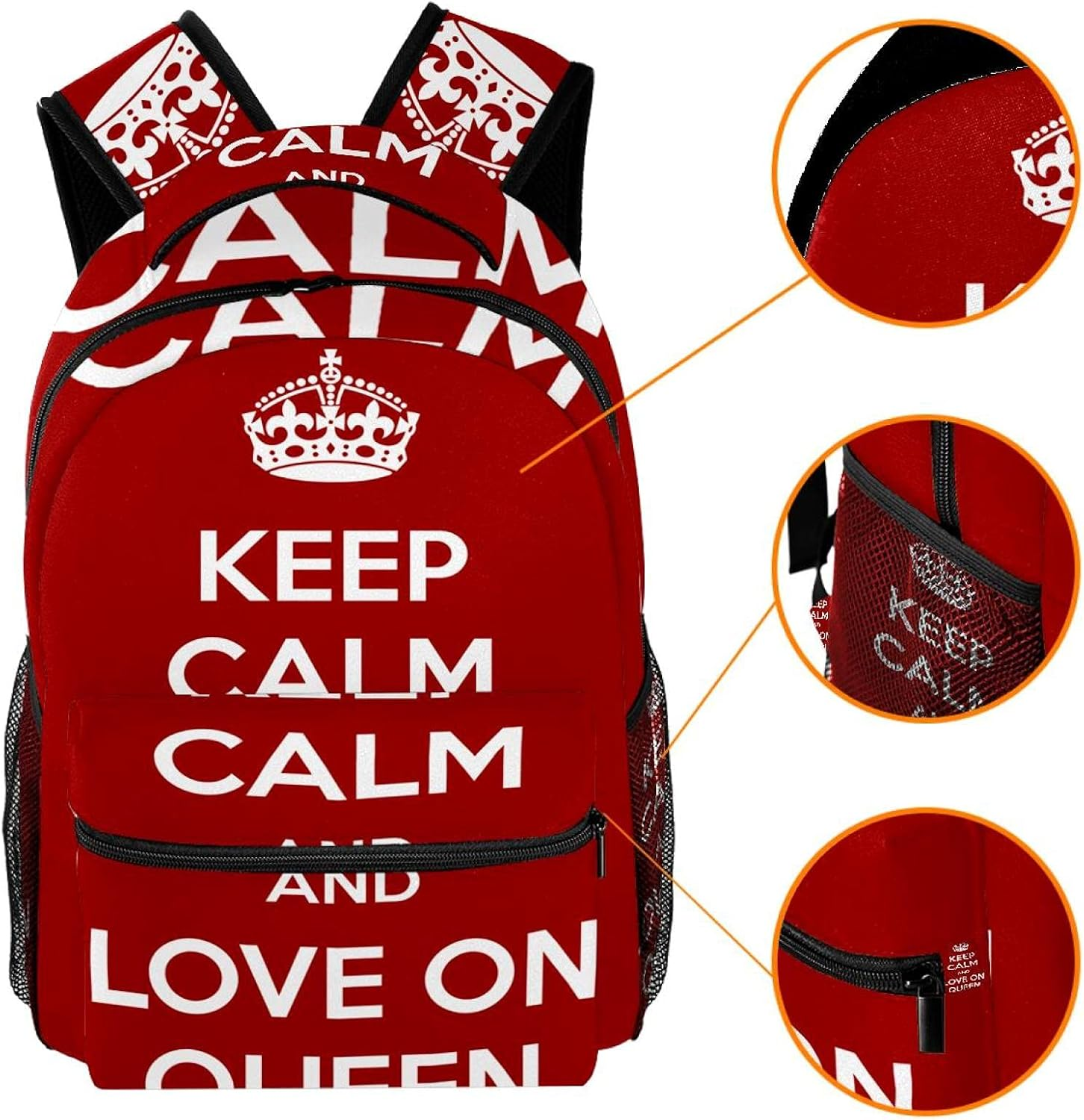 Red White Motivation the Love on Queen Backpack Students Shoulder Bags Travel Bag College School Tote Backpacks image number 3