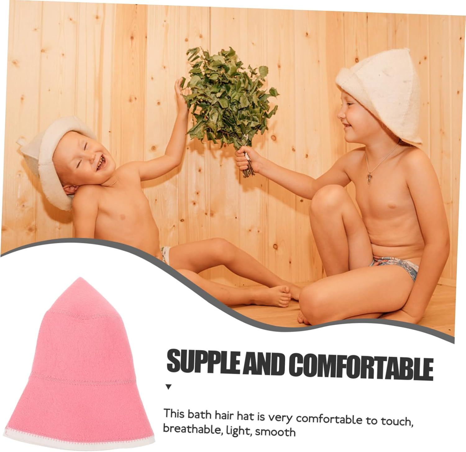 Parliky Wool Sauna Hat for Women and Men, Water Absorbent Lightweight Natural Wool, Breathable High Temperature Resistant Sauna Accessory for Spa and Bath Use, Pink image number 6