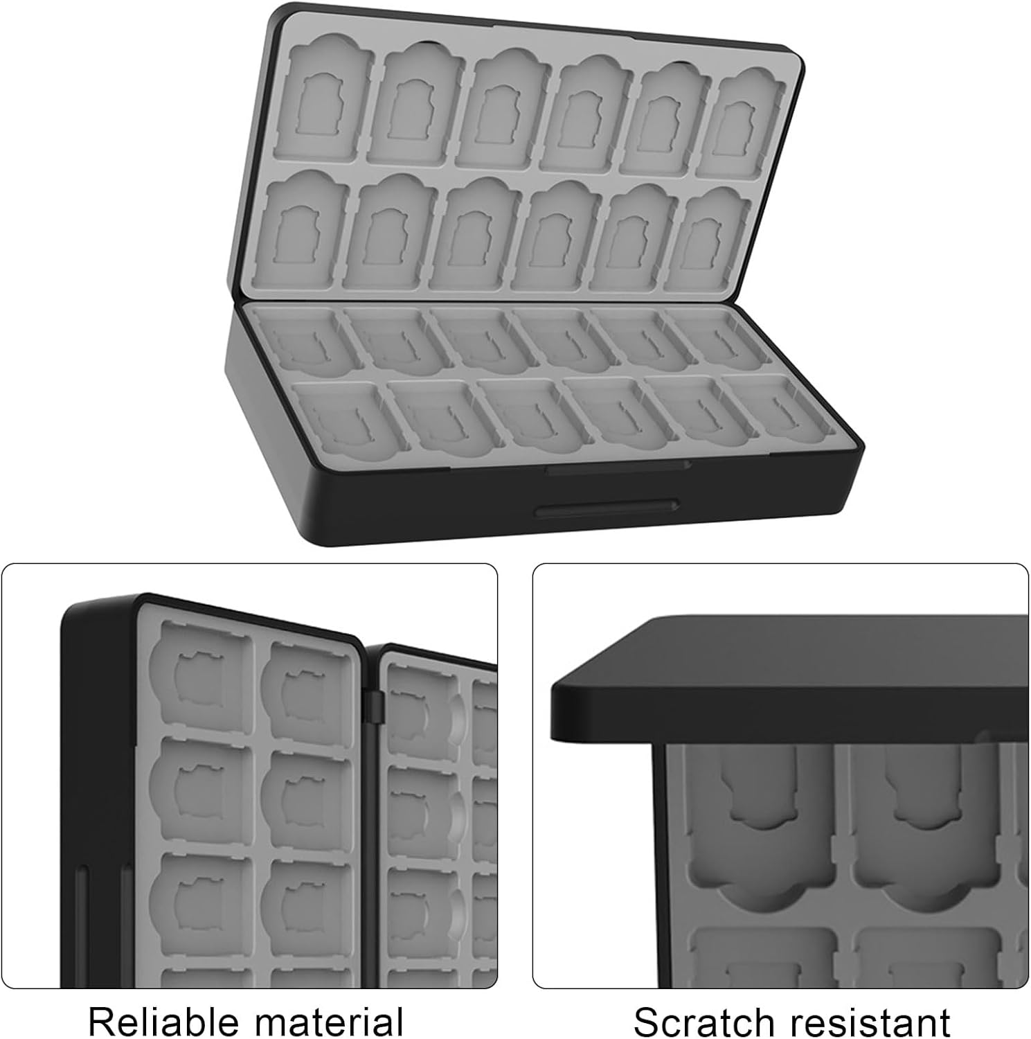 Wesoke Game Card Case for Nintendo Switch/Oled/Lite or Micro SD Memory Cards, Portable Black Game Card Storage Holder Box Cartridge Case with 48 Game Card Slots & Magnetic Closure & Hard Shell image number 6