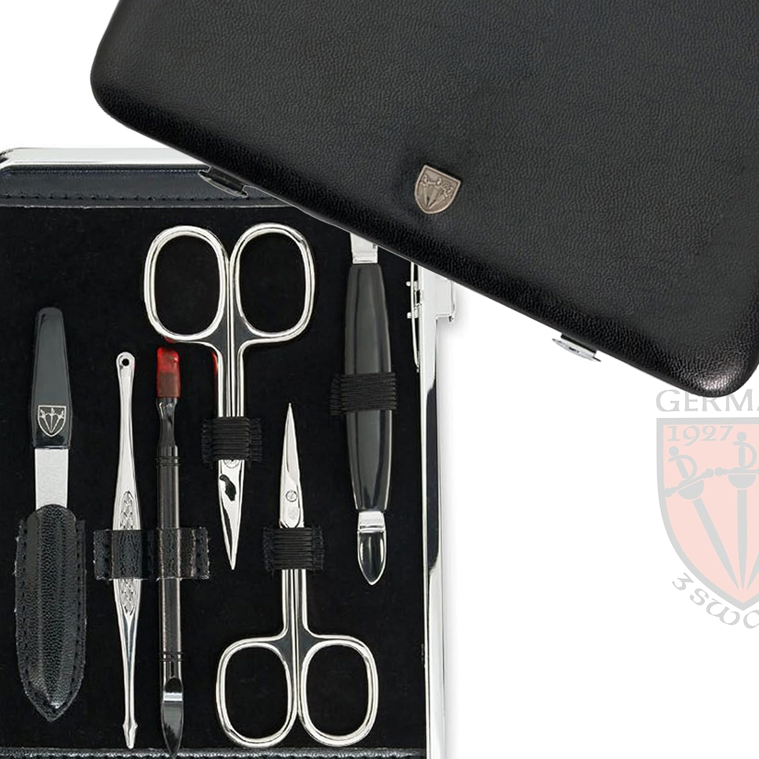 3 Swords Germany - Brand Quality 11 Piece Manicure Pedicure Grooming Kit Set for Professional Finger & Toe Nail Care Scissors Clipper Fashion Leather Case in Gift Box, Made by 3 Swords (Dfgl) Black - Ostrich Brown image number 3