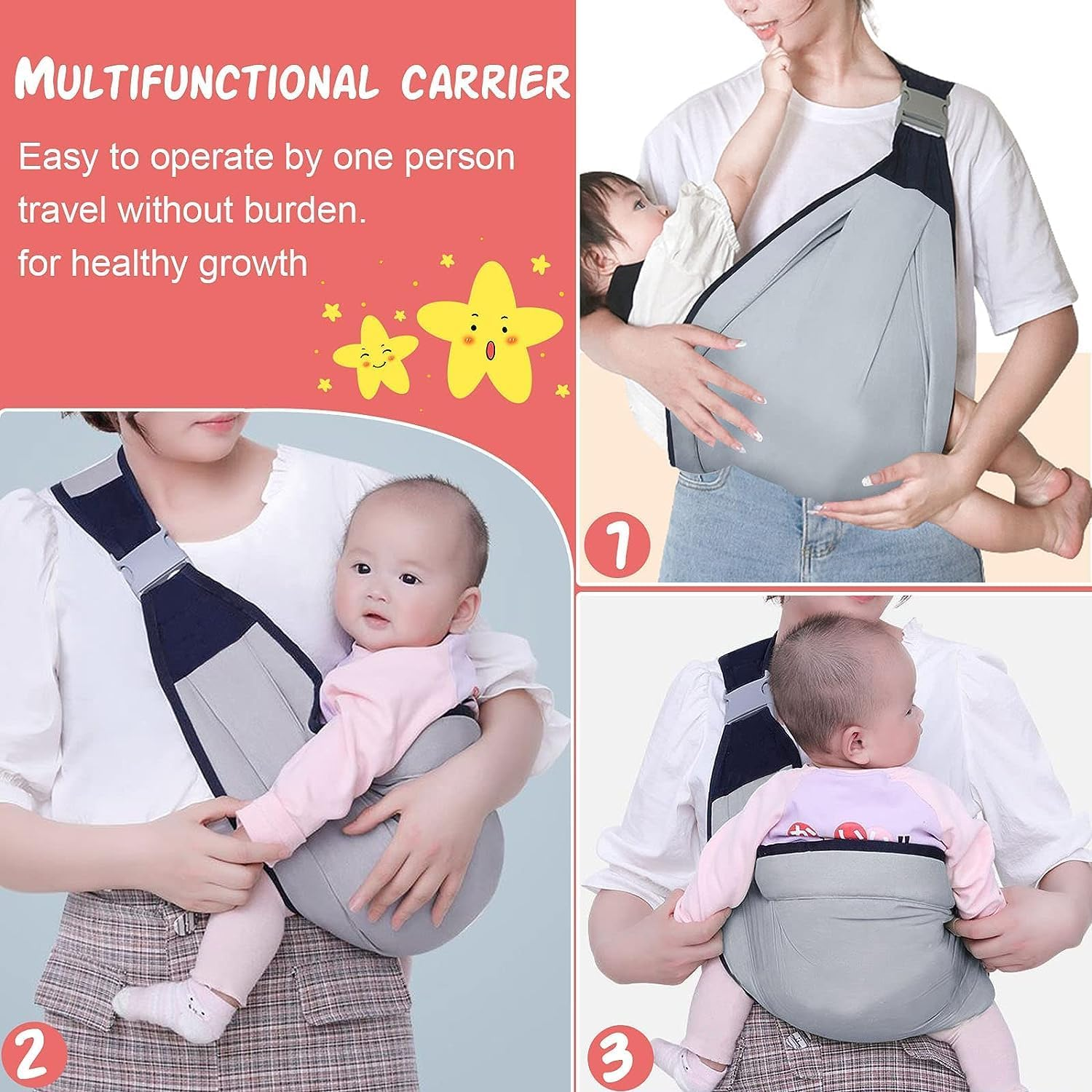 Uandhome Baby Carrier, Adjustable Hip Seat Carrier for Toddler, Baby Wrap Sling, Nursing Holder, Carrying 45 Lbs (Grey) image number 1