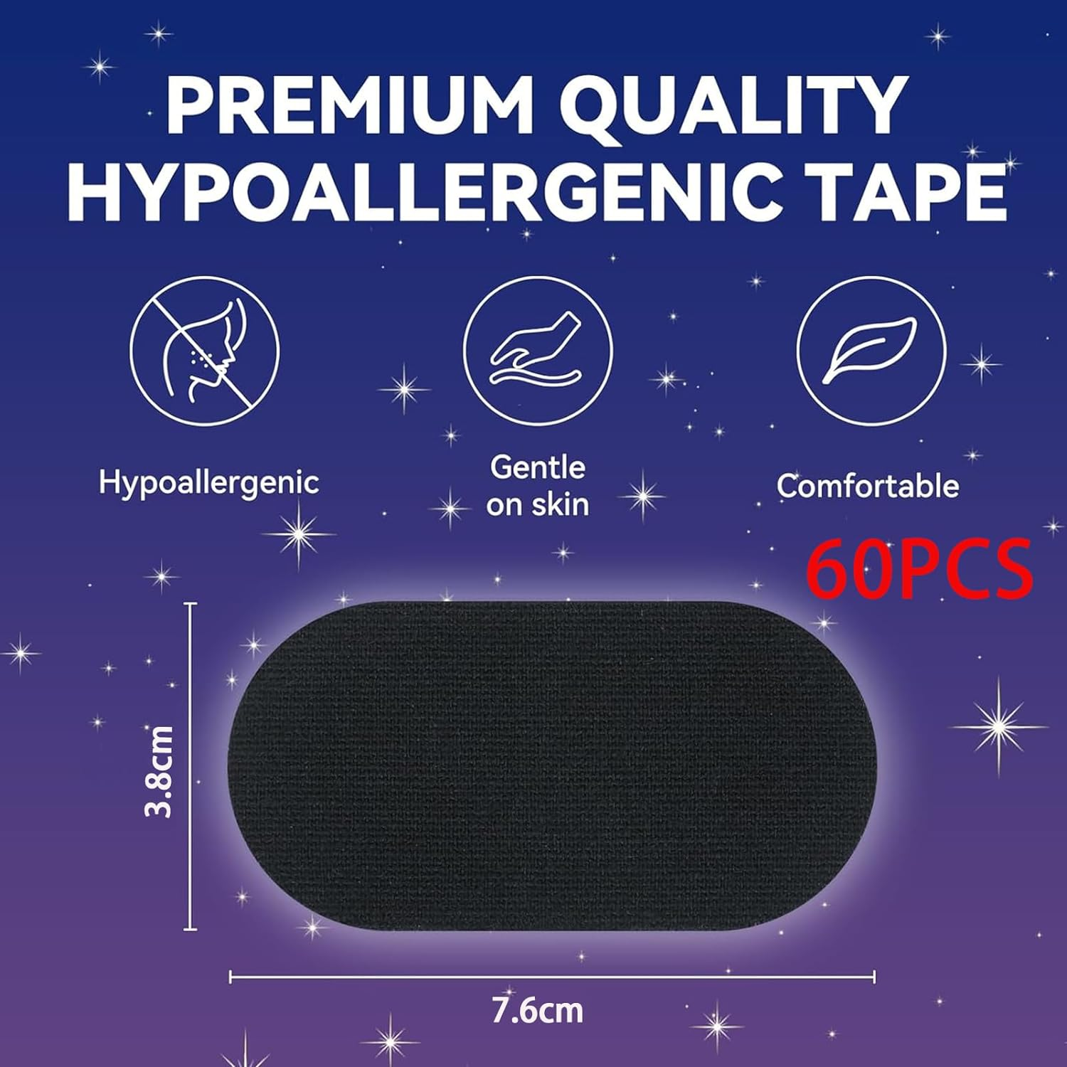 60Pcs Mouth Tape for Sleeping, Hypoallergenic Breathable Tape anti Snoring Sleep Tape Sleep Strips Less Mouth Breathing Snore Reducing and Better Nose Breathing (Black) image number 5