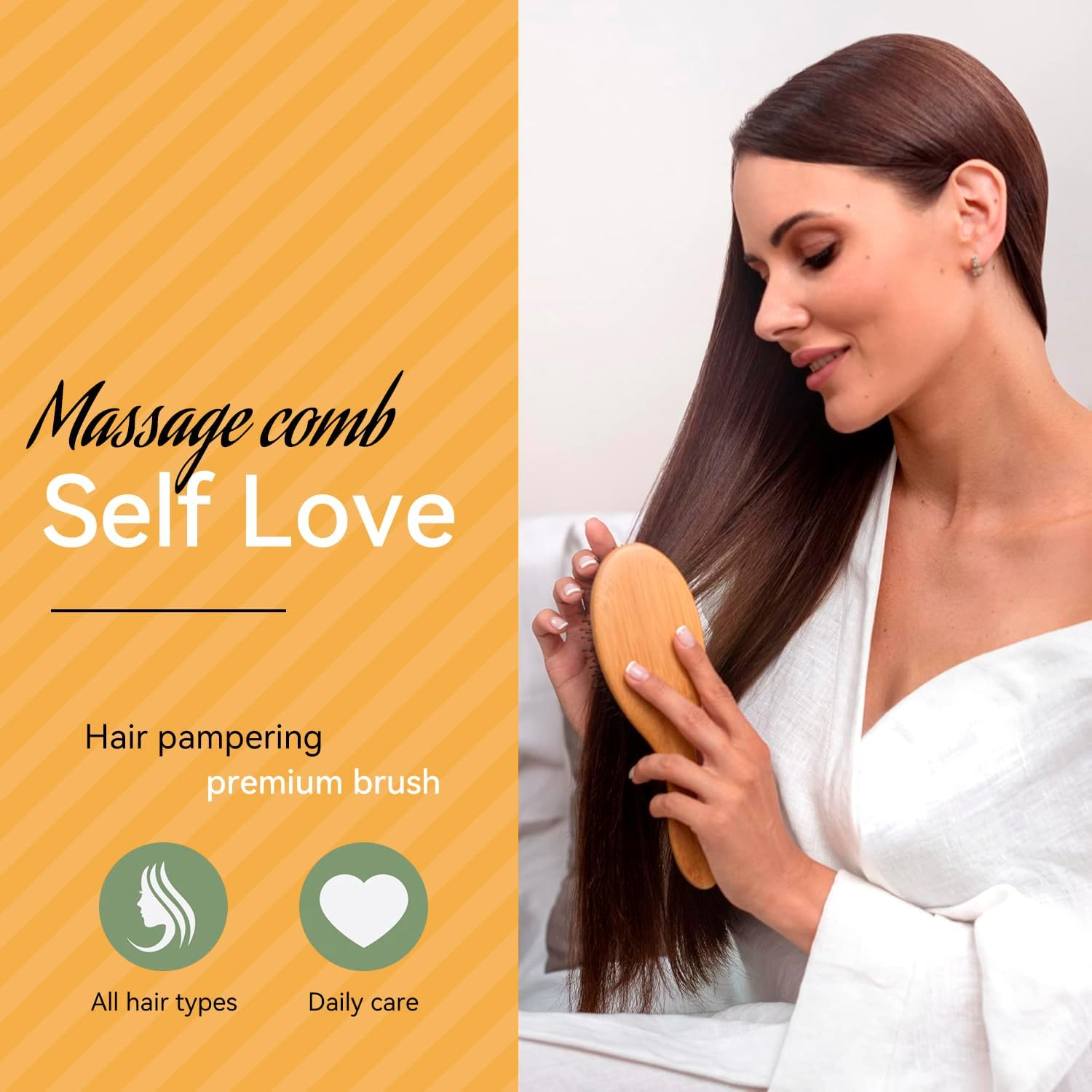 Boar Bristle Hair Brush - Natural Hairbrush Massage Comb for Thick Thin Long Short Wet or Dry Hair, Wooden Paddle Nylon Bristle Brush for Smoothing, Massaging, Detangling for Women and Men image number 4