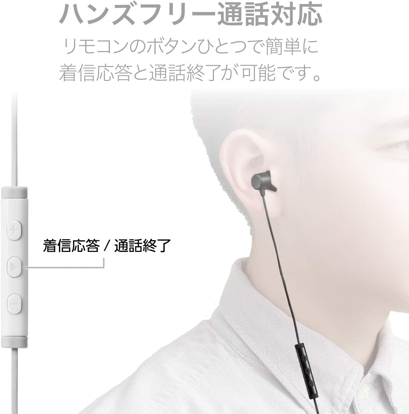 Elecom EHP-LFR10CMWH Stereo Earphones, In-Ear Type, Lightning with Microphone, Fast Music, White - White image number 2