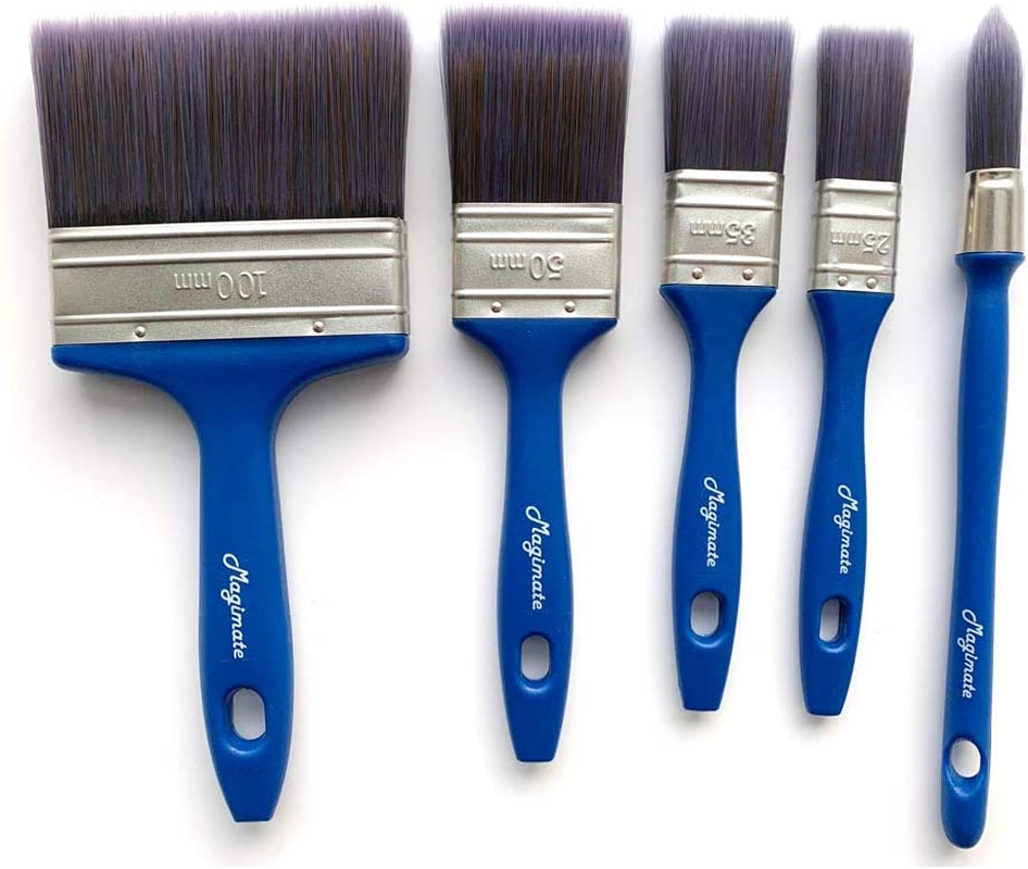Professional Staining Brushes, Flat Paint Brushes Assorted Size with an Elegance Tapered Trim Paint Brush for Glossing, Touching up Walls, Cabinets, Fence and Crafts, Pack of 5Pc image number 1