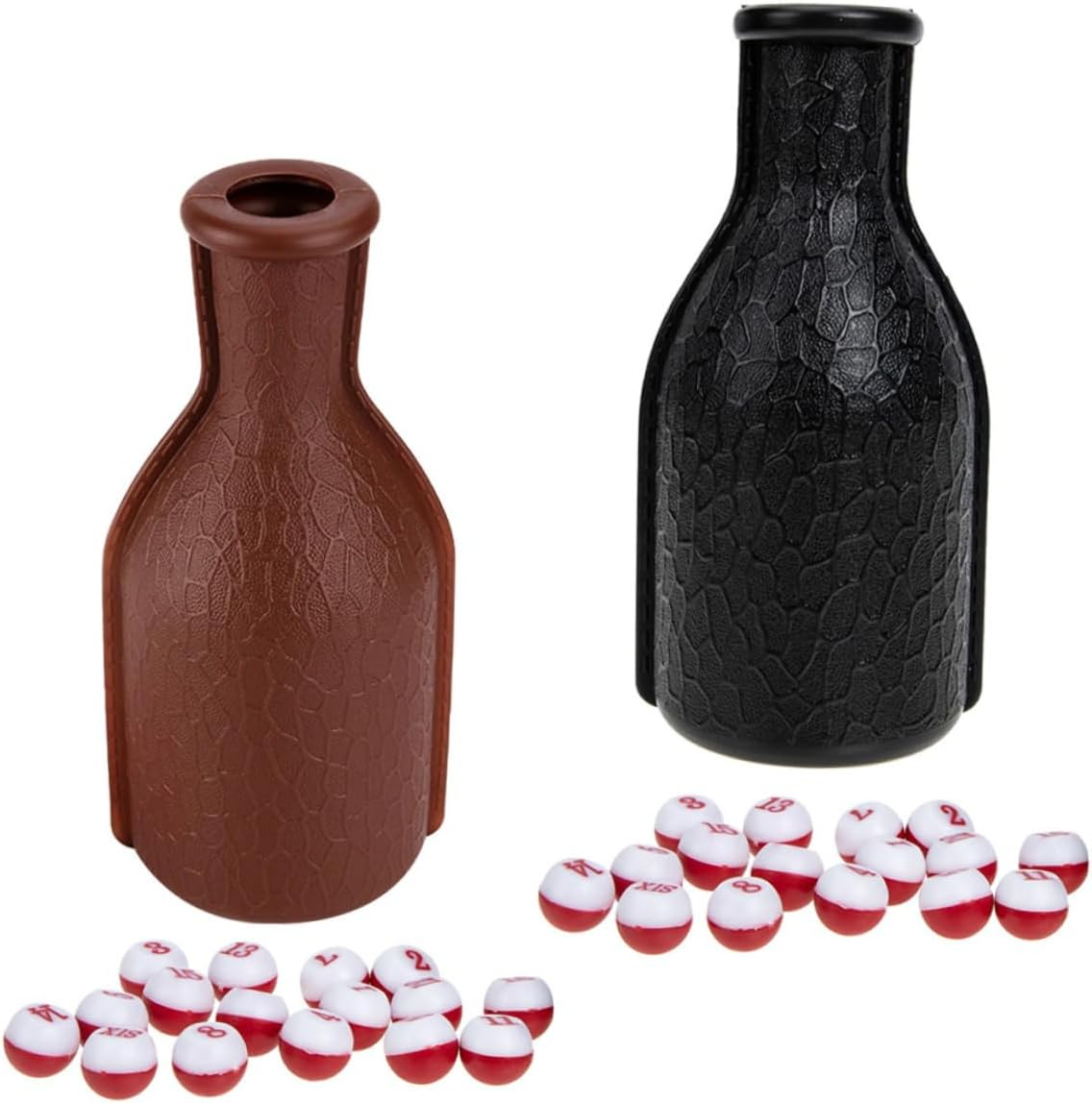 Outanaya 2 Sets Billiards Number Dice Billiard Pill Bottle Billiard Pool Dice Billiard Game Bottle Plastic Billiard Ball Dice Portable Billiard Bottle Snooker Bottle Pool Table