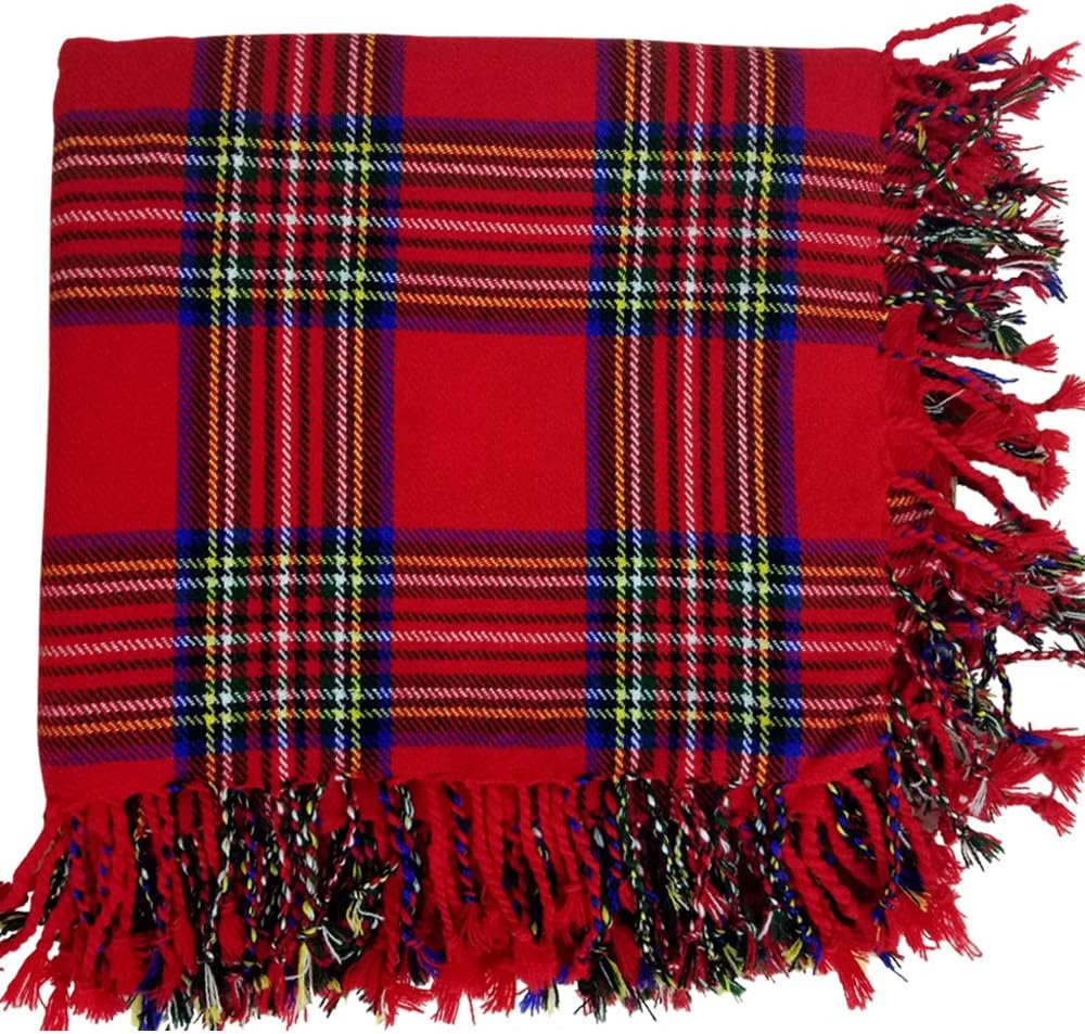 New Kilt Fly Plaid Acrylic Wool Scarf Rolled Fringe Shawl in (Macleod of Lewis) - Buchnan image number 3