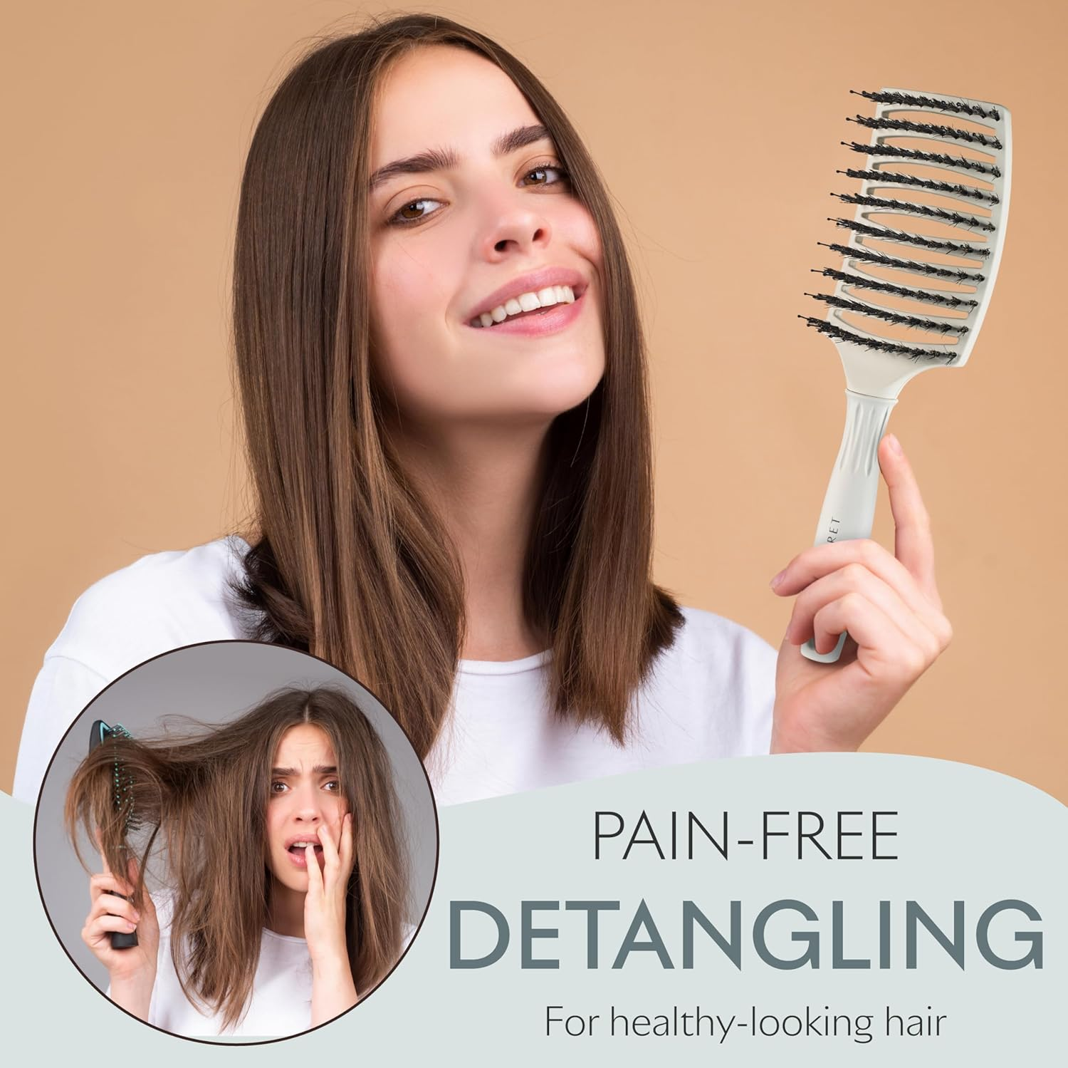 SEACRET Flexi Pro Styling Detangling Hair Brush, Ergonomic Detangling Brush for Curly & All Hair Types, Soft Bristles for Gentle Care, Prevents Breakage, Vented Design for Faster Drying