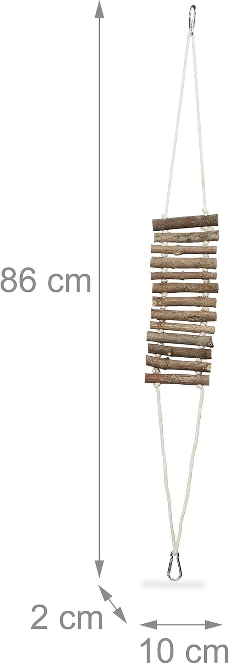 Relaxdays Bird Toy Ladder, Set of 2, Bird Cage Accessories for Budgies, Canary, Wood, Bird Ladder, Natural image number 2