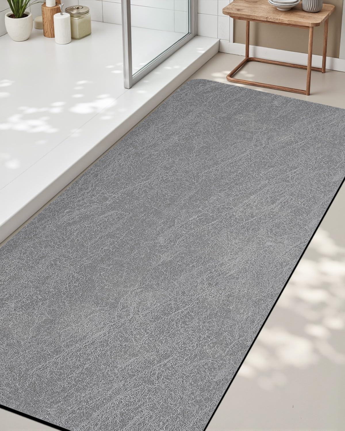 DEXI Super Absorbent Bath Mat 43 X 110 Cm, Non-Slip Washable Rugs for Shower Floor, Thin and Quick Dry Bathmat for Tub, Toilet, Sink, Bathroom Accessories, Dark Grey