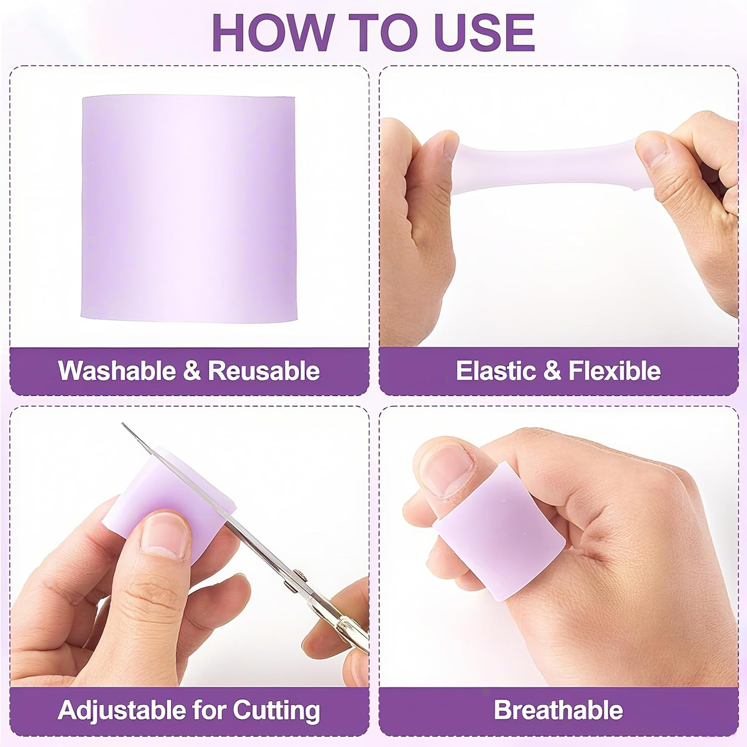 24PCS Silicone Toe Protector Sleeves, Betterjonny 4 Size Soft Gel Corn Toe Cushion Tubes Pads for Women Men Blisters, Bunion, Hammertoes, Calluses, Toenails Loss, Pain Relief (White, Clear, Purple) image number 1