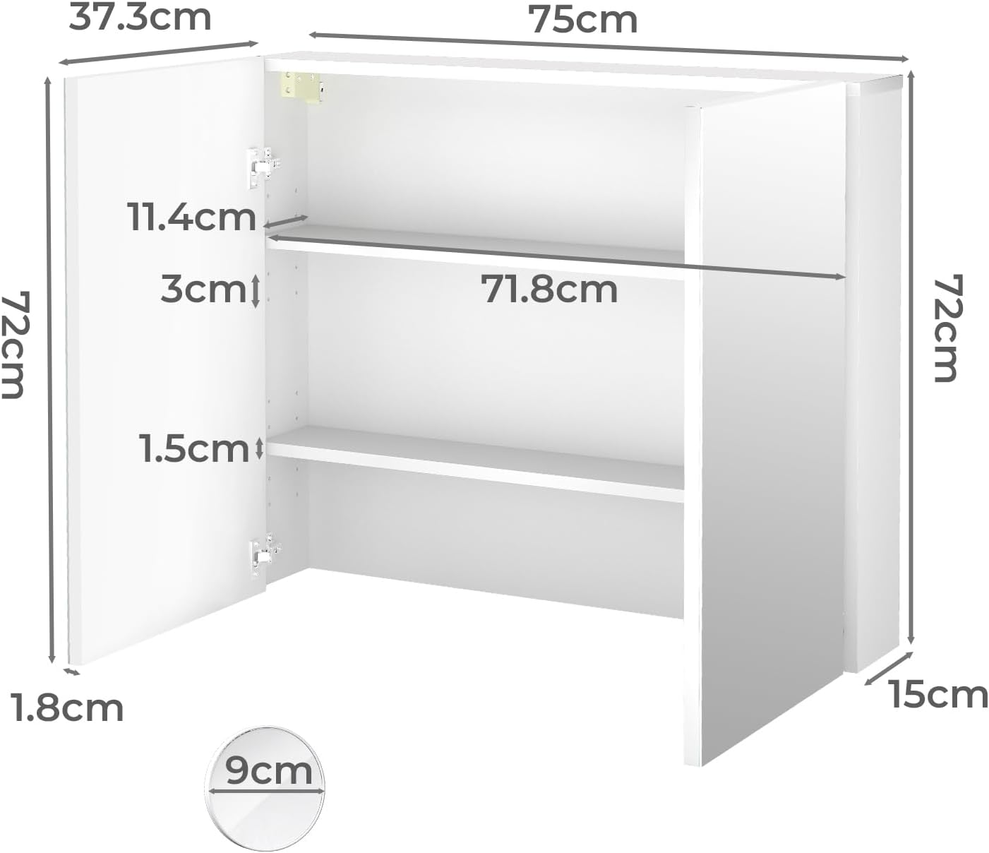 Levede Bathroom Mirror Cabinet,Wall Mounted 750X150X720Mm White Storage Unit with Cupboard 5X Magnifying Mirror and Tissue Slot Shaving Vanity Organizer for Toilet Washroom Bedroom Makeup Essentials image number 6