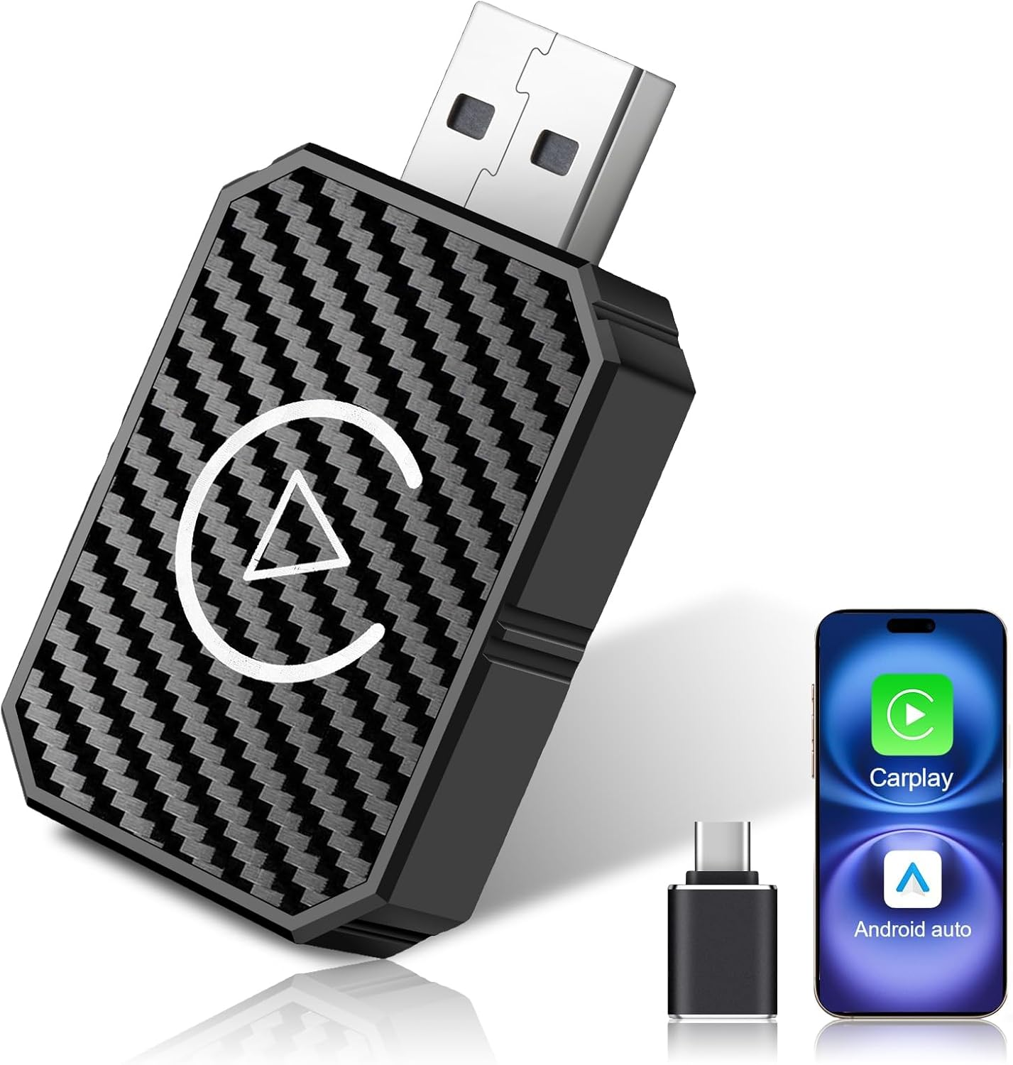 Amtake Wireless Carplay & Android Auto Adapter, Converts Wired to Wireless Carplay Adapter Plug & Play Dongle Compatible with Iphone/Ios 10+/Android 11+, with USB-C image number 2