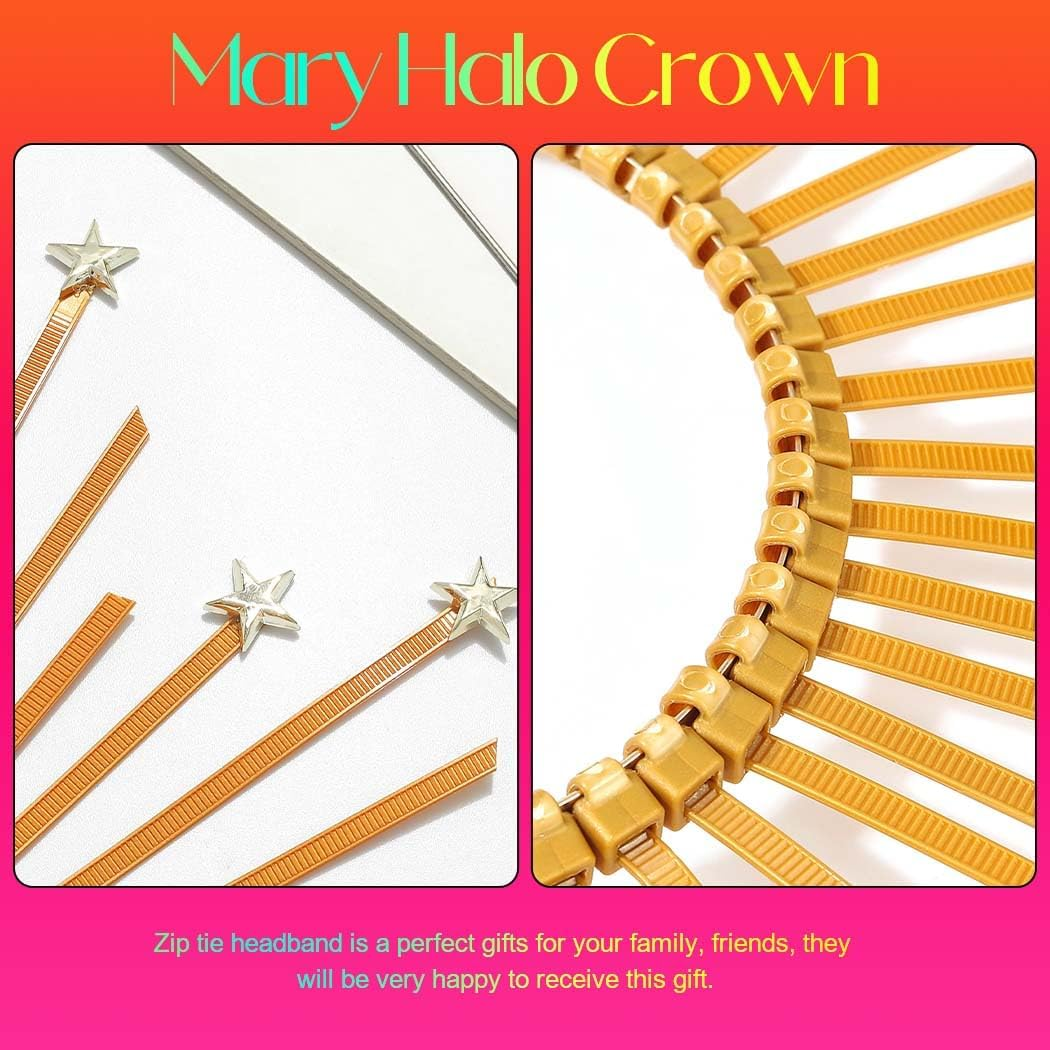 Fashband Mary Halo Crown Headband Gold Star Sunburn Headdress Goddess Carnival Costume Hair Accessories for Women image number 5