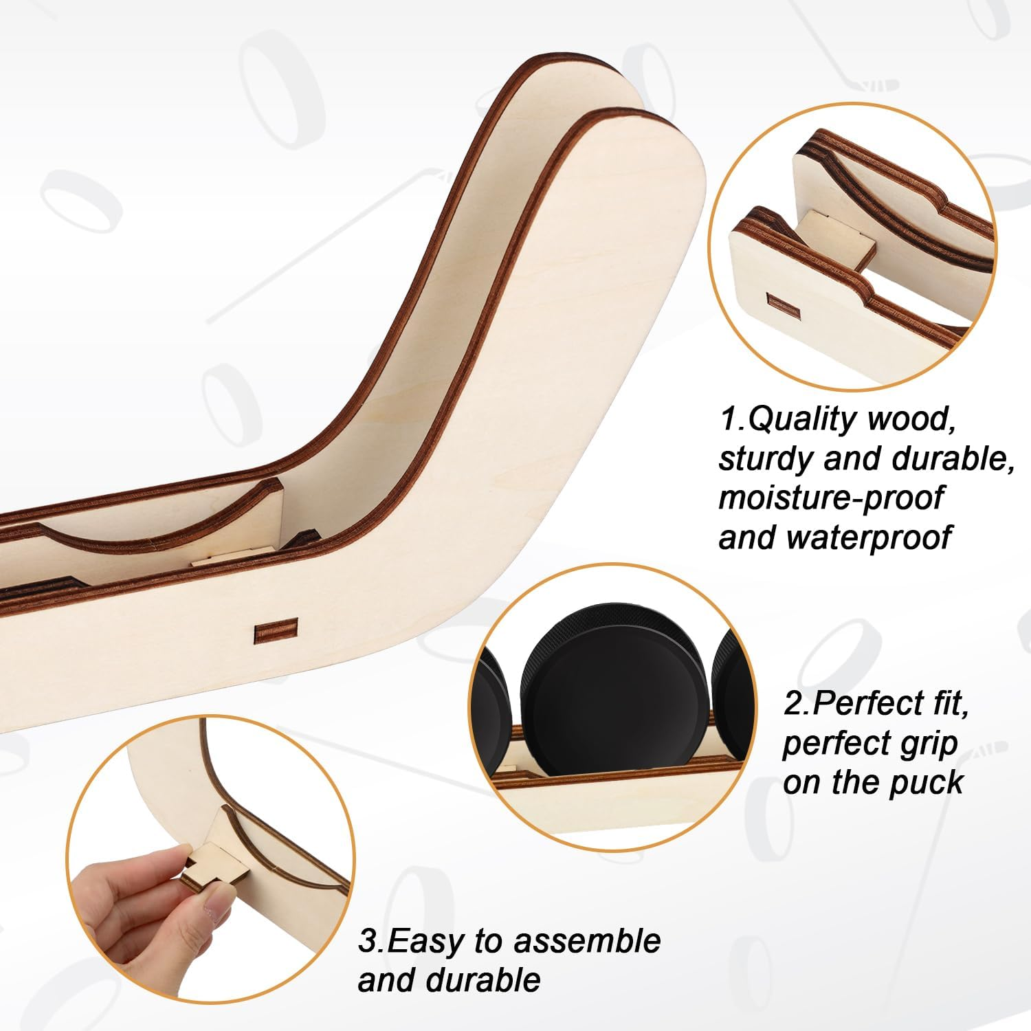 2Pcs Hockey Puck Display Cases, Wooden Hockey Puck Wall Mount Holder Hockey Puck Shelf Display Stand for Players Team Gifts Home Room Collection Storage Decoration image number 1