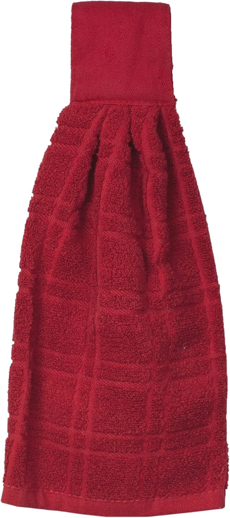 Ritz Premium 100% Cotton Solid and Multi Check Kitchen Tie Towel, Absorbent, Super Soft, and Fast Drying Hang Towel, Set of Two, Federal Blue image number 2