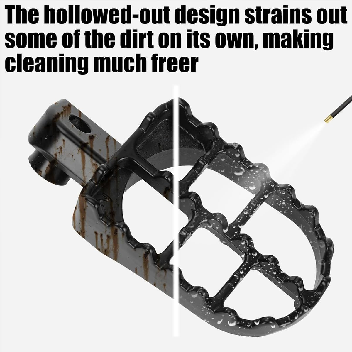 AIMALL Front Foot Pegs for Yamaha PW50 PW80 TW200 &ndash; 1 Pair Off-Road Vehicle Pedal Replacement with Mounting Screws and Spring Hooks, Anti-Slip Hollowed Design, Black image number 2