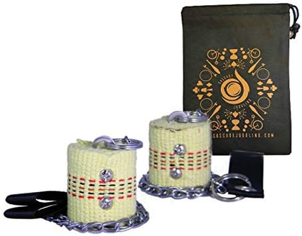 JD Beginner 50Mm Fire Poi - Basic Fire Poi Set - Includes Cascade Juggling Bag image number 1