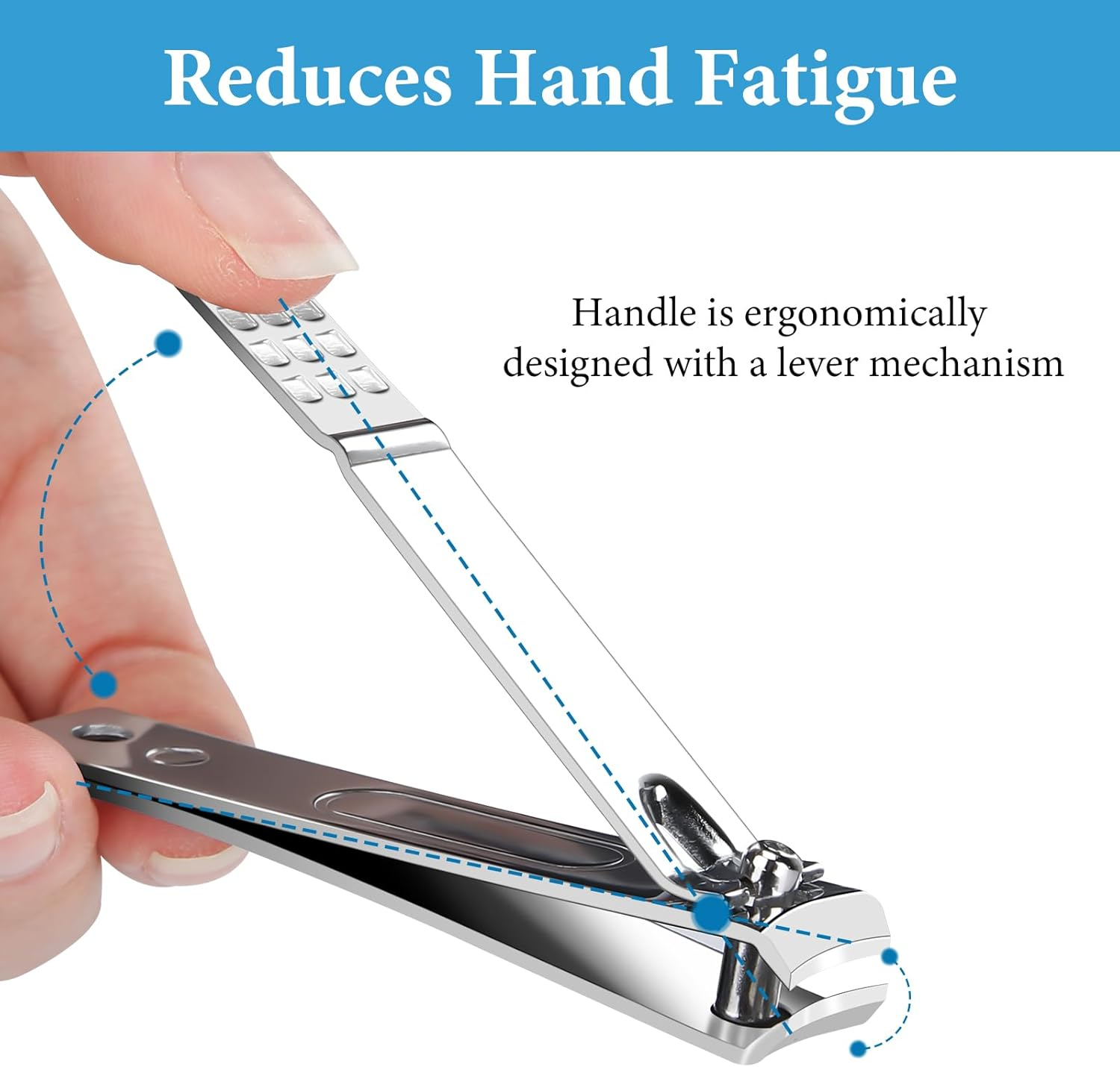 Euqvunn 3 Pcs Nail Clippers Set, Toe Nail Clippers for Thick Nails, Toenail Clippers with Nail File and Angled Fingernail Clippers, Carbon Steel Nail Cutter for Men Women Seniors image number 4