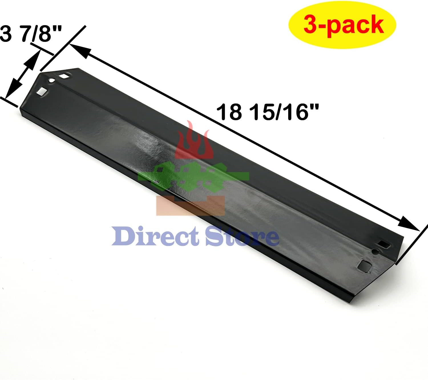 Direct Store Parts DP105 (3-Pack) 18 15/16 X 3 7/8 Inch Porcelain Steel Heat Plates Replacement for Chargriller 3001,3008,3030,4000,5050,5252, for King Griller 3008,5252 Gas Grill