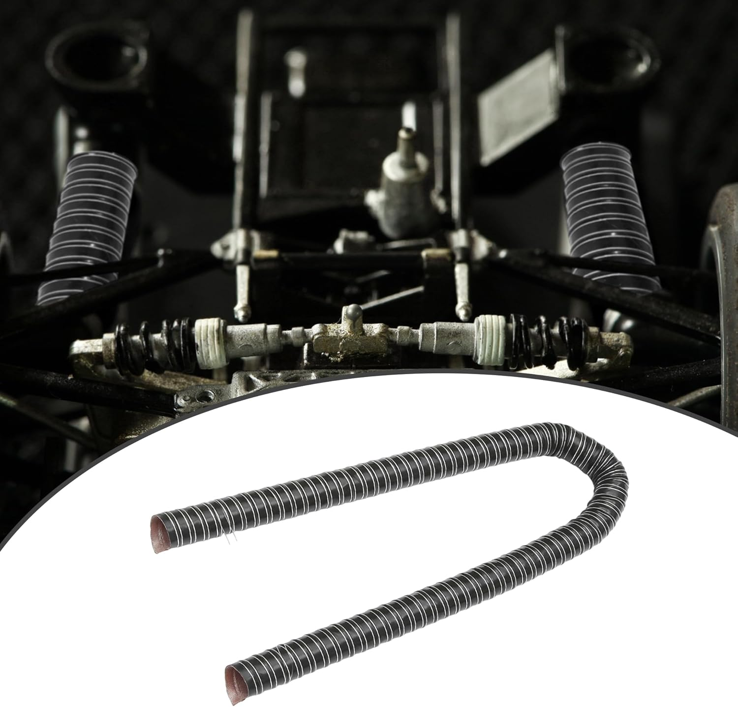 X AUTOHAUX 3.28FT 1.26'' Flexible Silicone Air Ducting Hose Dryer Vent Hose for Air Duct Fan Systems,Hot Cold Car Engine Intake Braking Black image number 5